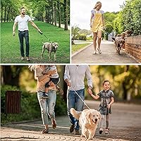 Vista 6 de Correa larga para perro de 10 pies: correas de cuerda resistentes para entrenamiento de perros con gancho giratorio bloqueable, hilos reflectantes