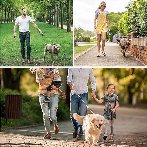 Miniatura 6 de Correa larga para perro de 10 pies correas de cuerda resistentes para entrenamiento de perros con gancho giratorio bloqueable, hilos reflectantes,