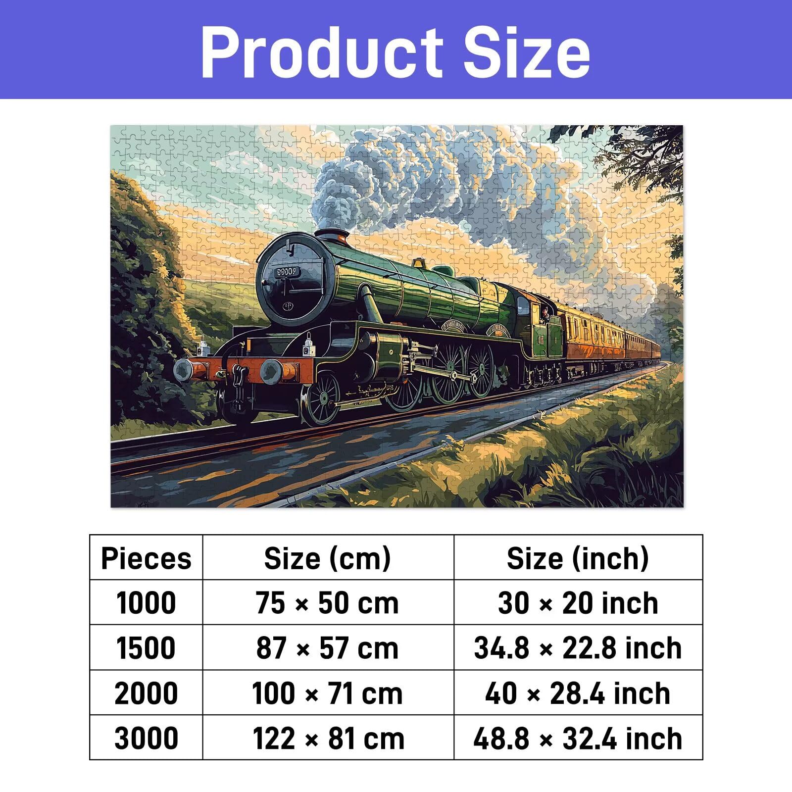Puzzle 2000 elementów dla dorosłych, pociąg, 2000 elementów, z pudełkiem na prezent, drewniane puzzle dla dorosłych z naturalnym drewnem, prezenty dla kobiet, mężczyzn, duże drewniane puzzle do