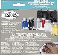 Testors Acrylic Paint Set Primary Colors - 6 Multicolor Paints, Water-Based, Heavy Pigmentation for Models & Crafts, Made in USA
