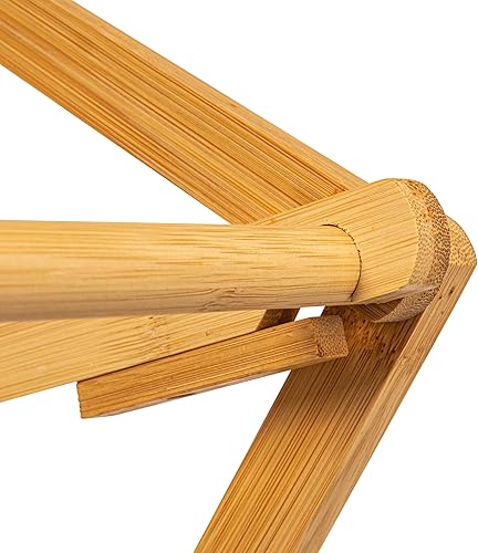 Miniatura 3 de Household Essentials Estante plegable de secado de ropa de bambú de gran tamaño, estante de lavandería de lujo con 11 clavijas, respetuoso con el