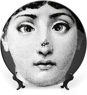 Lina Cavalieri Plate, Fornase Decorative Plate Face Makeup Plate Wall Hanging Decoration,Including Bracket and Special Spring Hook,Style-7,8inch