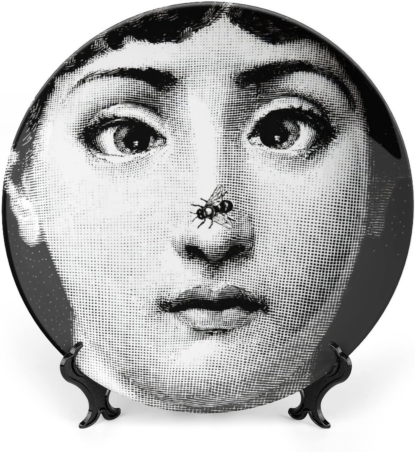 Lina Cavalieri Plate, Fornase Decorative Plate Face Makeup Plate Wall Hanging Decoration,Including Bracket and Special Spring Hook,Style-7,8inch