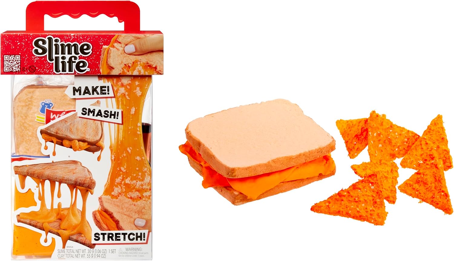Slime Life Grilled Cheese with Chips DIY Slime Kit - Unboxing Ingredients to Make, Smash, and Stretch Your Food Slime, Ages 8+