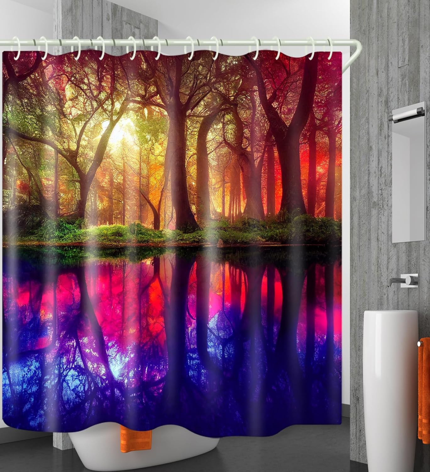 LYFANS Bathroom Colorful Fantasy Forest Decorative Fabric Shower Curtain image 3