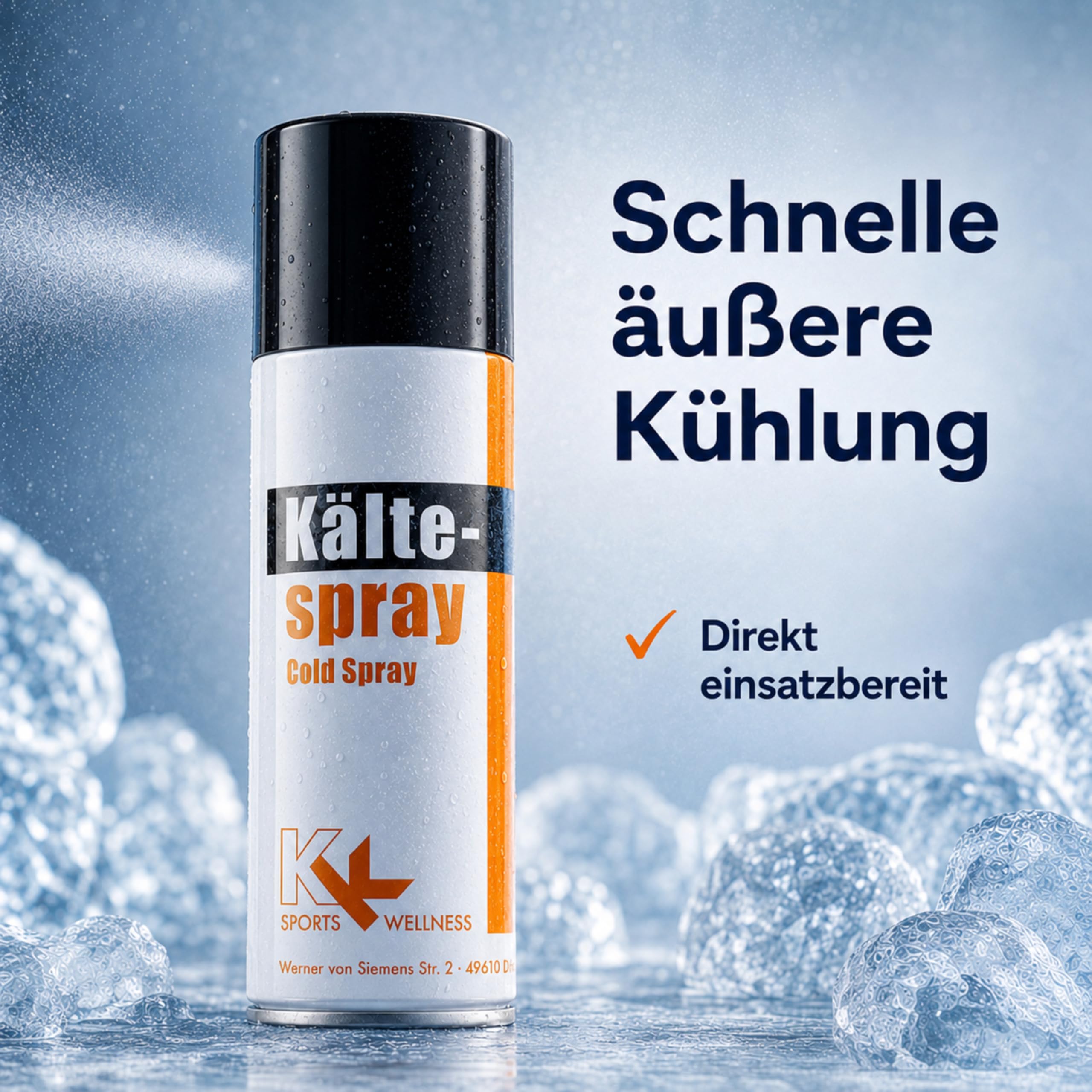 KK Kältespray 6 x 300 ml – Eisspray für Sportverletzungen, Muskeln & Gelenke – Cold Spray zur schnellen Kühlung bei Prellungen, Zerrungen & Verstauchungen – Sport Kühlung