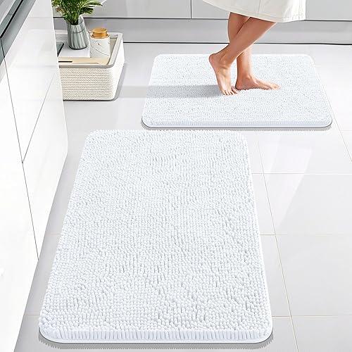 Miniatura 96 de OLANLY Juego de 2 alfombras de baño, tapetes de baño de felpilla suave y absorbente y tapete para inodoro con contorno en forma de U, alfombra de