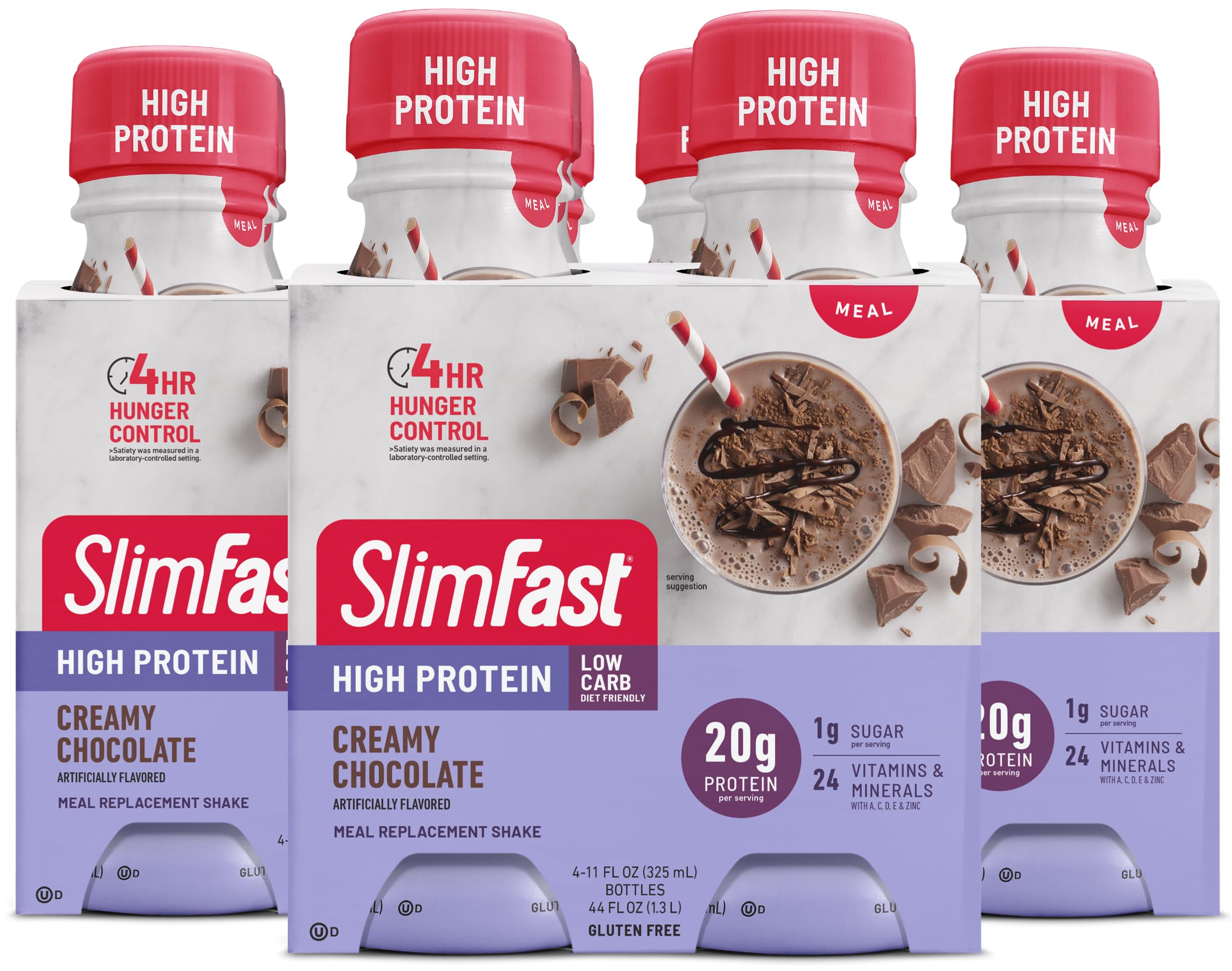 SlimFast Advanced Nutrition Creamy Chocolate Shake – Ready to Drink Meal Replacement – 20g of Protein – 11 Fl. Oz. Bottle – 12 Count - Pantry Friendly