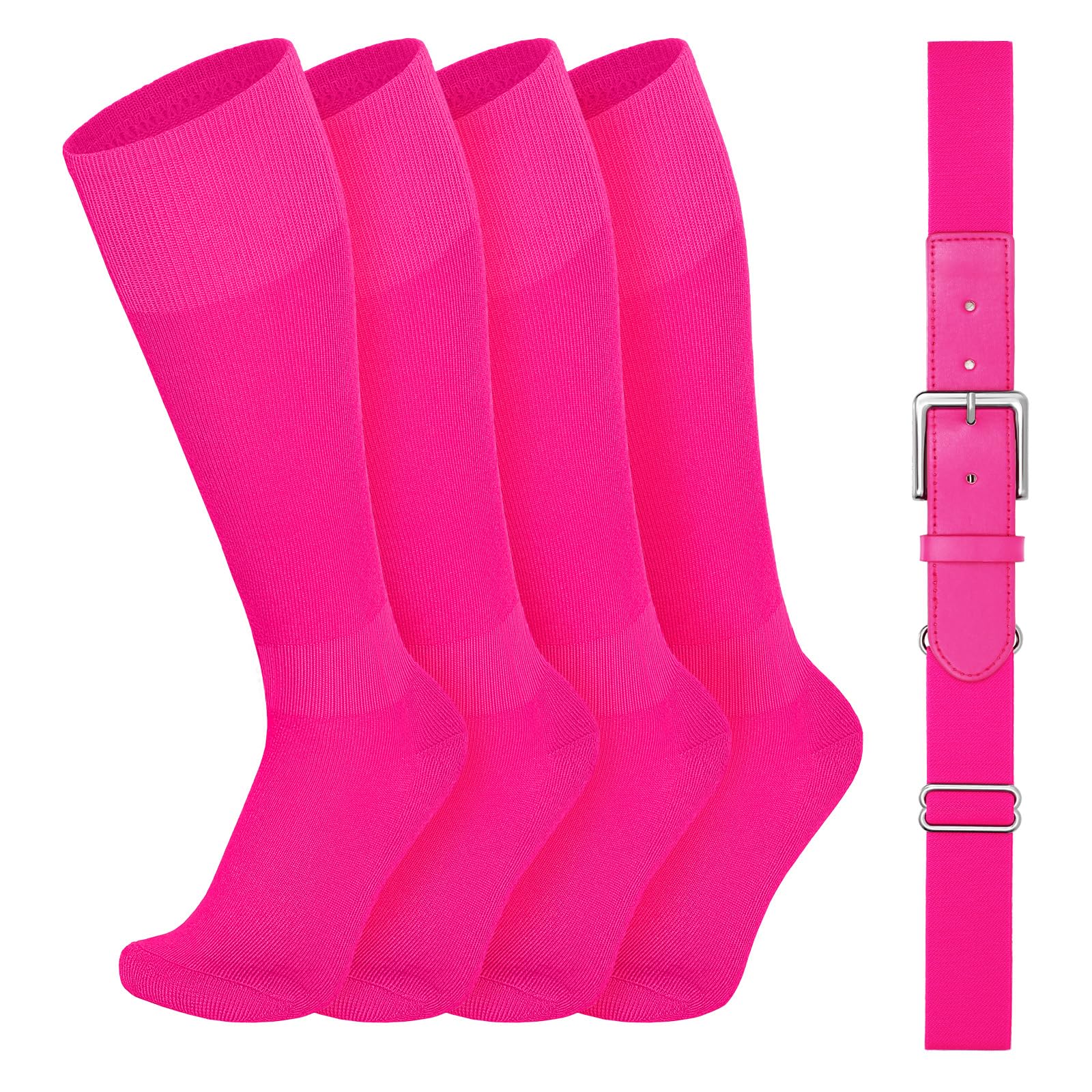 VONMELLI Youth Baseball Belt and Socks Combo, Elastic Softball Belts and Socks for Boys and Adult (2 Pairs of Socks &amp; 1 Belt)