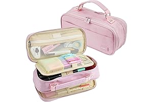 Pencil Case; Double Zipper Large Capacity Pencil Organizer Bag