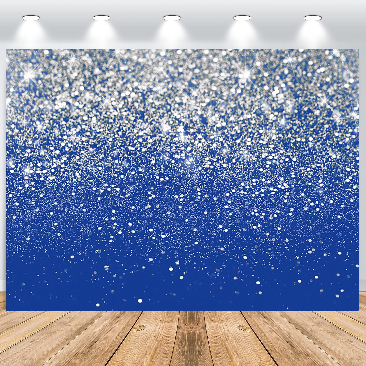 Fond de Paillettes 3x2,5 m, Paillettes Bleues Particules argentées Thème de rêve Fond de Photographie en Vinyle Anniversaire Mariage Graduation Ball Party, Fond de Studio Photo