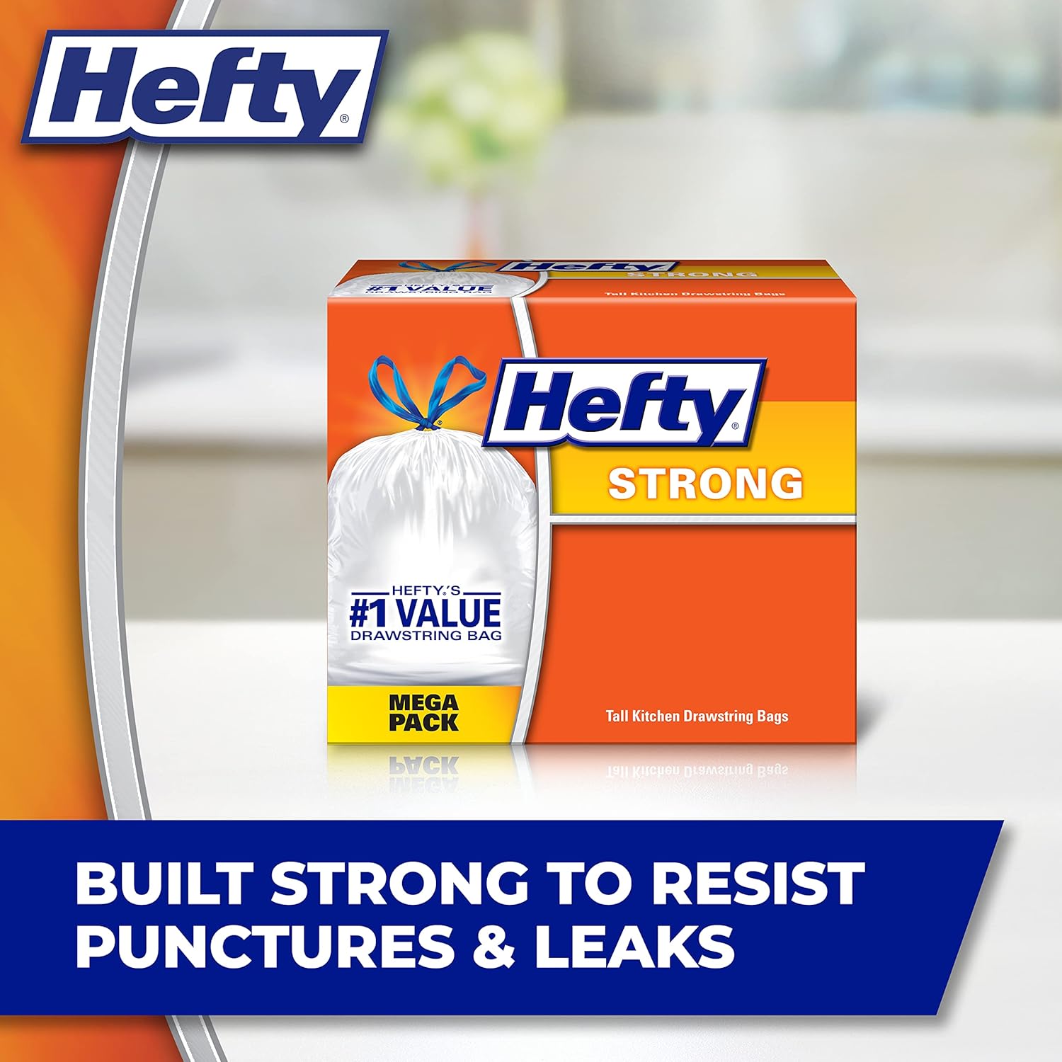 Hefty Strong Tall Kitchen Trash Bags, Unscented, 13 Gallon, 90 Count : Health & Household