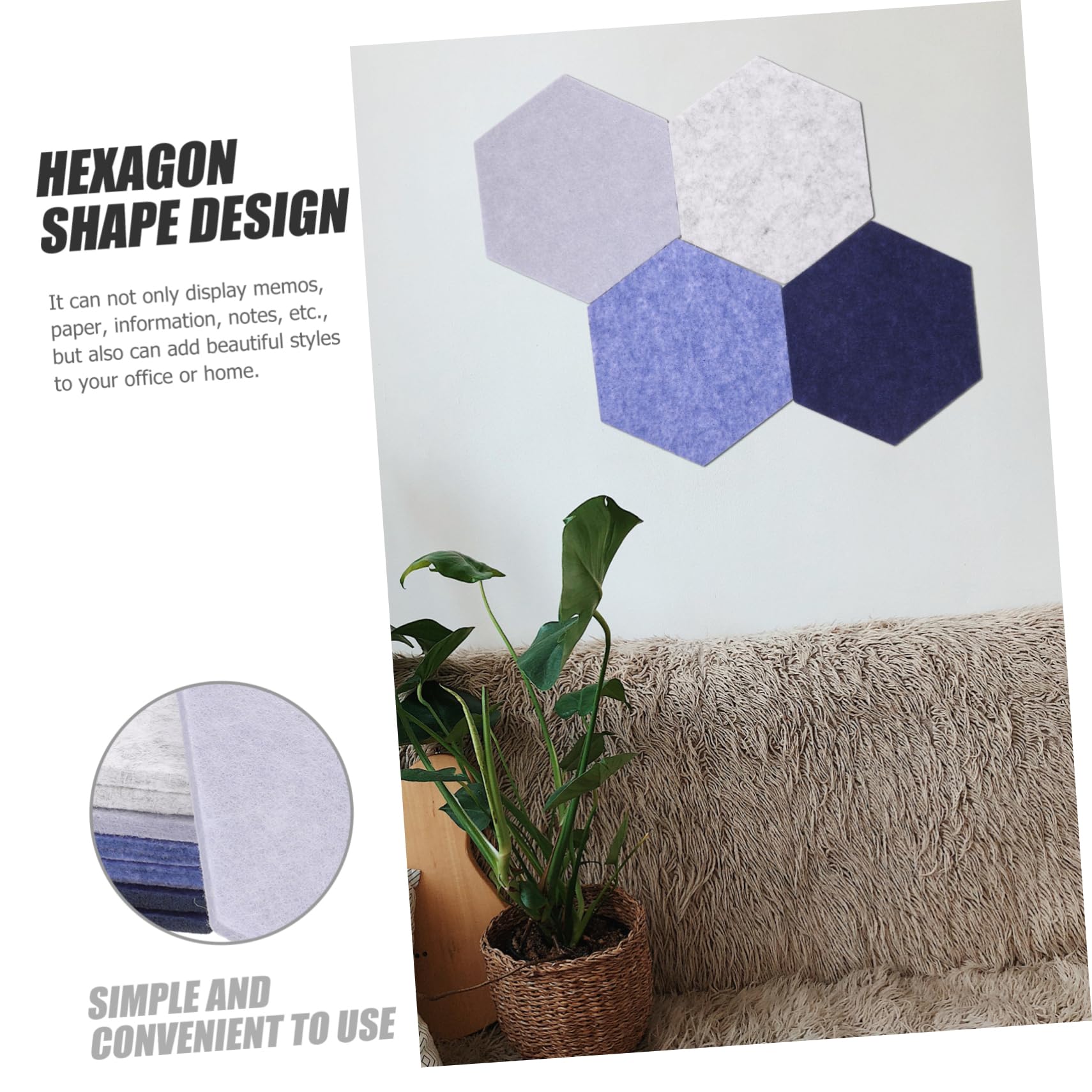 Homoyoyo 8Pcs Self Adhesive Felt Hexagon Bulletin Board Decorative Wall Pin Board for Living Bedroom Office Stylish Memo Display with Unique Design