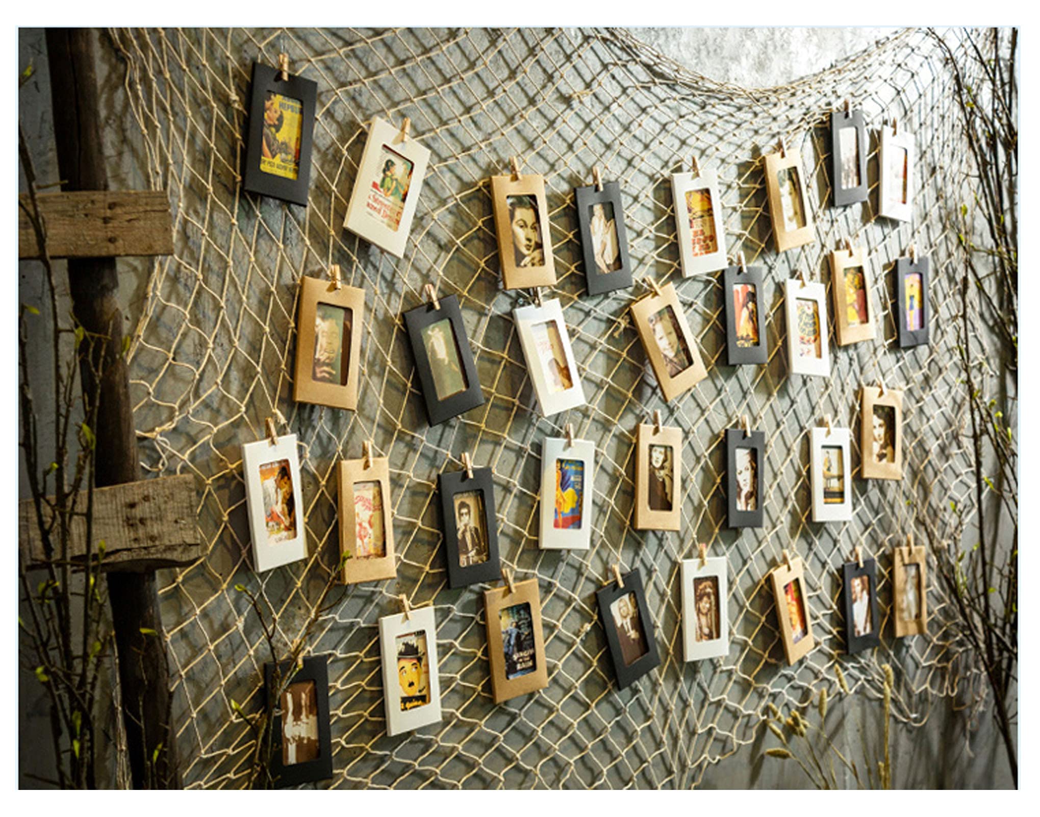 Amazon.co.jp: 飾り漁網 壁掛け 麻ロープネット 20クリップ付き，壁