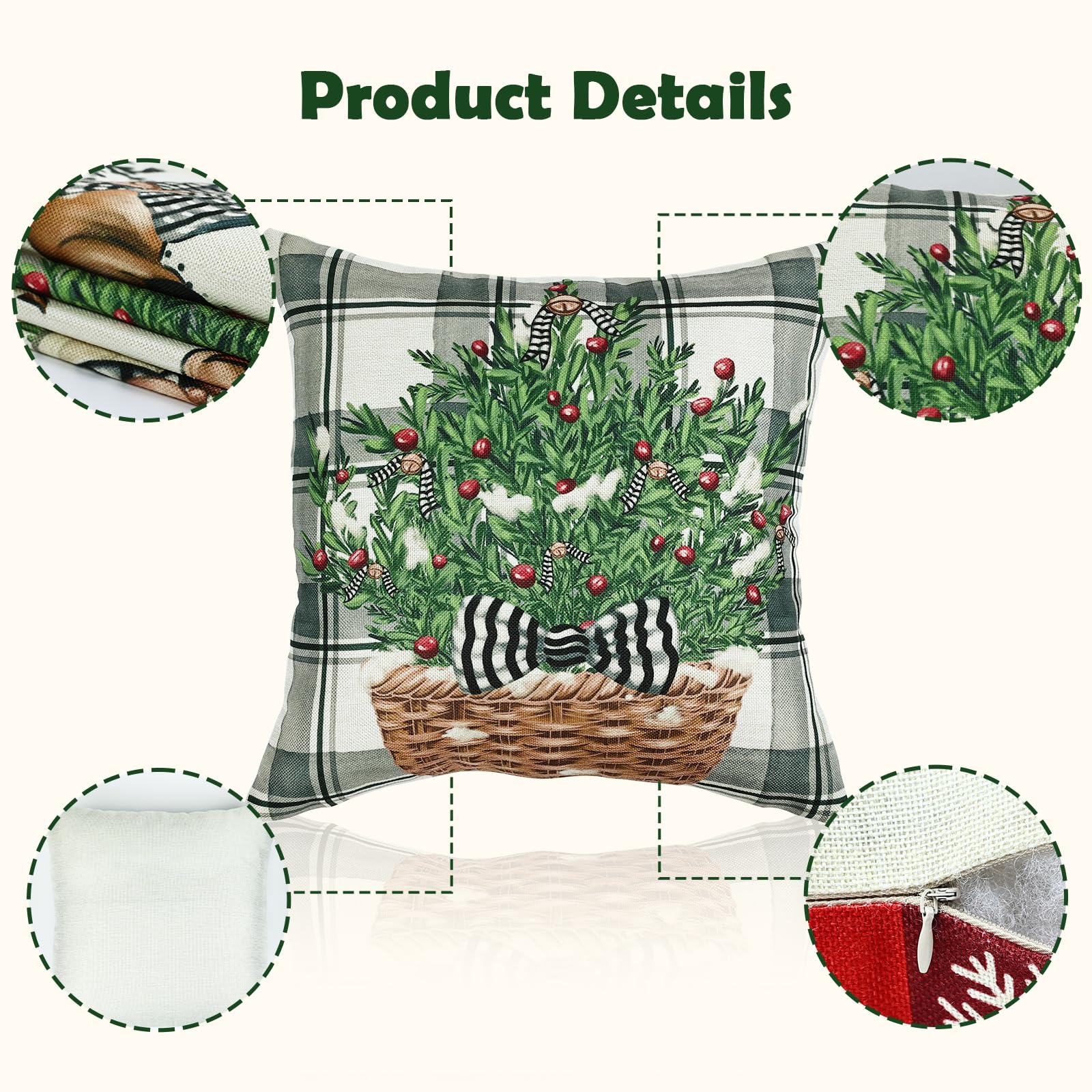 Cuscini Natalizi per Divano - 45X45 Cm 4 Pack Copricuscini Natale