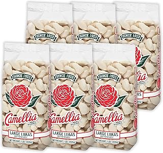 Camellia Brand Dried Large Lima Beans – Premium White Butter Beans for Southern Cooking, Soups, Stews & Casseroles – Non-GMO, Gluten-Free, Vegan, Vegetarian, High Protein, High Fiber, 1 Pound (Pack of 6)