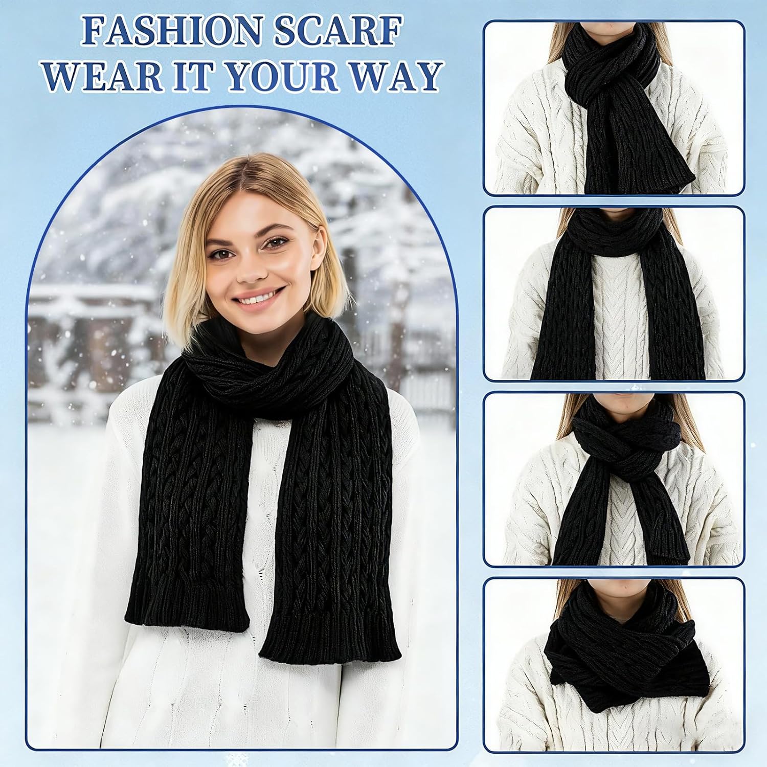 Geyoga 6 Pcs Winter Warm Set for Women Warm Beanies Hats Touchscreen Gloves Long Scarf Ear Muffs Socks Winter Gifts for Women - Image 4