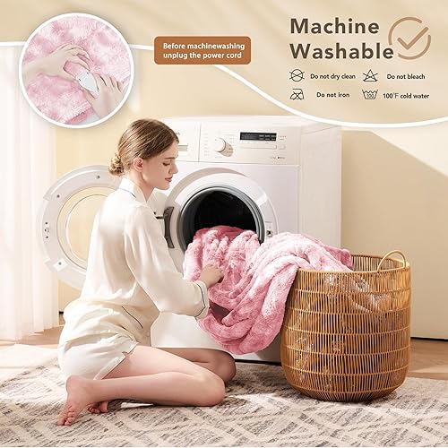 Vista 23 de Homemate Manta térmica eléctrica de 50 x 60 pulgadas, manta térmica de 1/2/4/6/8 horas de apagado automático, 10 niveles de calor, protección contra