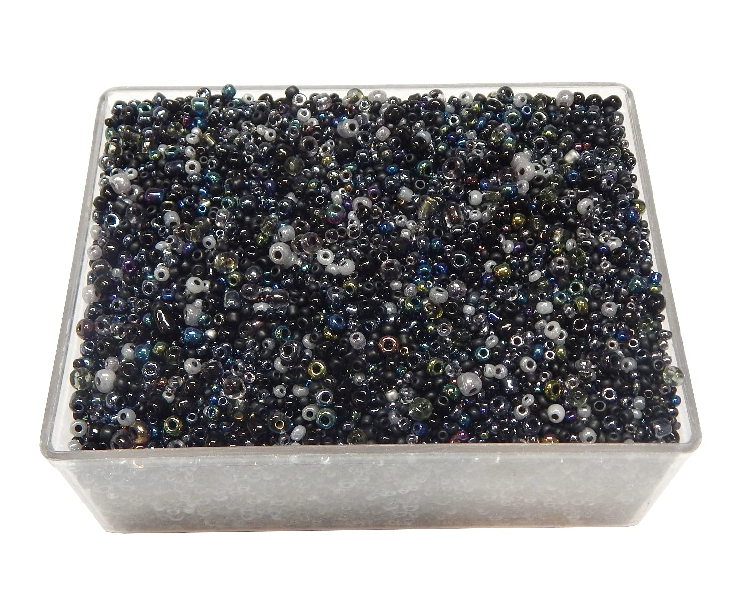 Pack of 3000 Glass Seed Beads 2 mm 3 mm 4 mm Round, Pony Beads, Mixed Size, Colour Mix, Seed Beads (Black) - Image 3