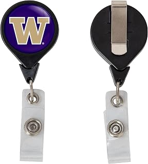 Desert Cactus University of Washington Retractable Badge Holder U of W UW Huskies Husky ID Reel with Ticket Clip for Lanyard, Work, School & Office Access
