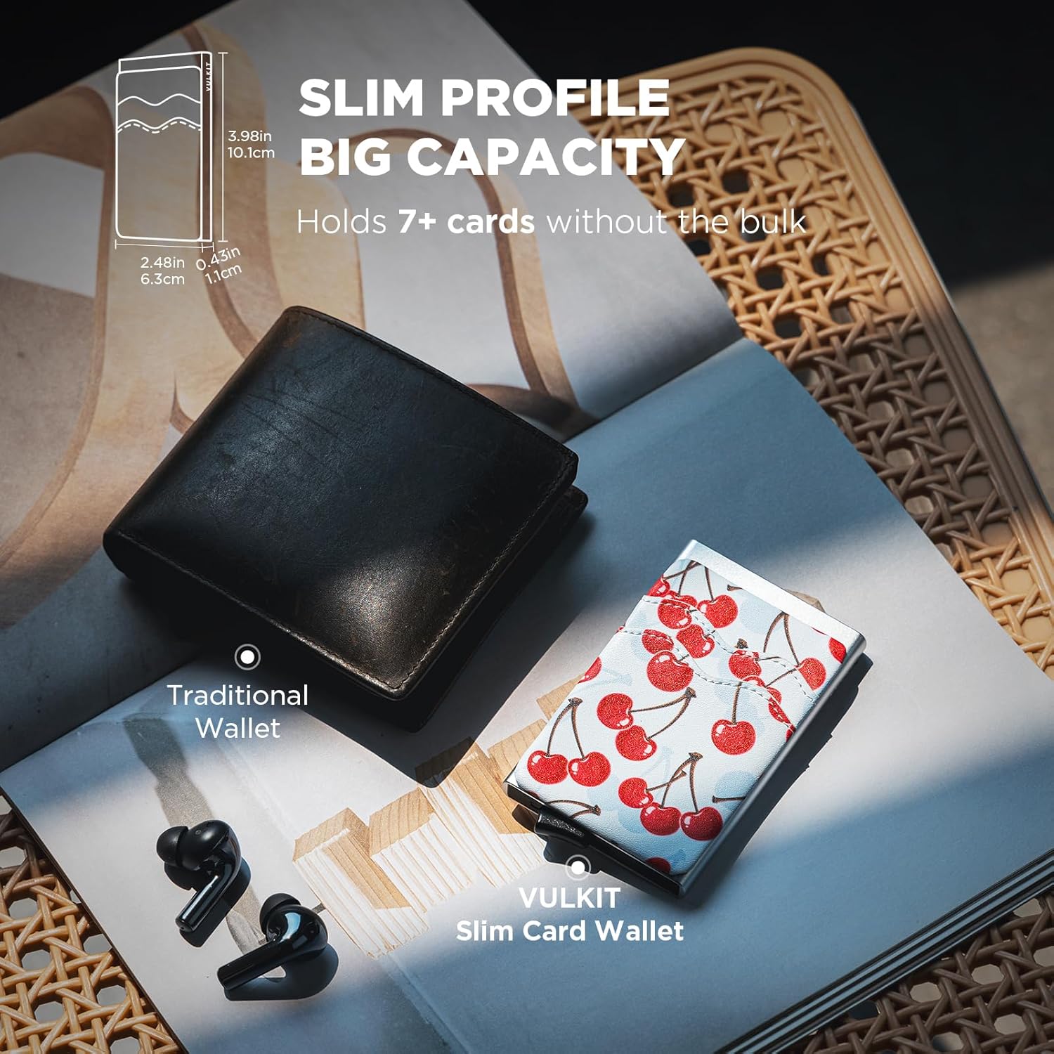 VULKIT Card Holder Pop Up Slim Wallet With Extra Leather Pocket Slots RFID Blocking Credit Card Case for Men and Women - Image 5