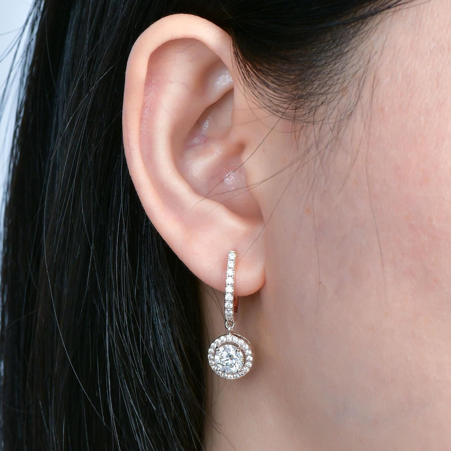 PROSTORRY 1CT Moissanite Dangle Earrings 925 Sterling Silver D Color Moissanite Pendant Drop Huggie Earring for Women Birthday Christmas Jewelry Gifts - Image 6