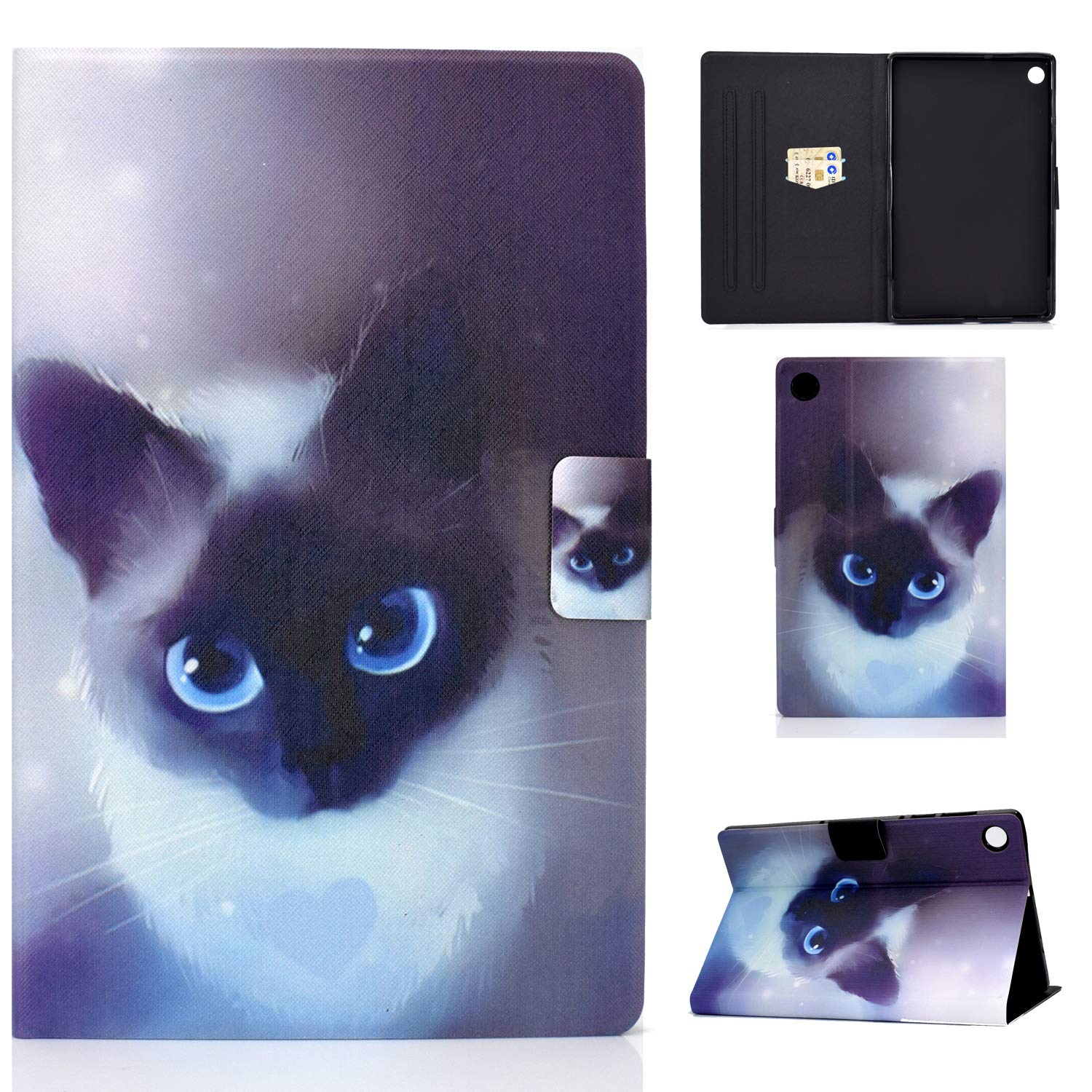 CXTcaseCase for Lenovo Tab M10 Plus 3rd Gen (2022) 10.6 Inch, PU Leather Protective Smart Tablet Case Cover, Stand Function Slim Protective Case for Lenovo Tab M10 Plus 3rd Gen, Blue Eyed Cat