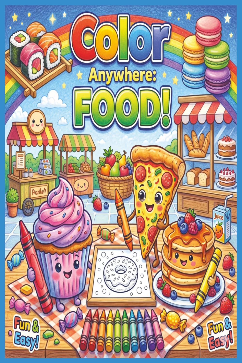 Color Anywhere: Food!: A Fun & Easy Coloring Book Featuring Tasty Foods, Sweet Treats, and Everyday Favorites for Kids