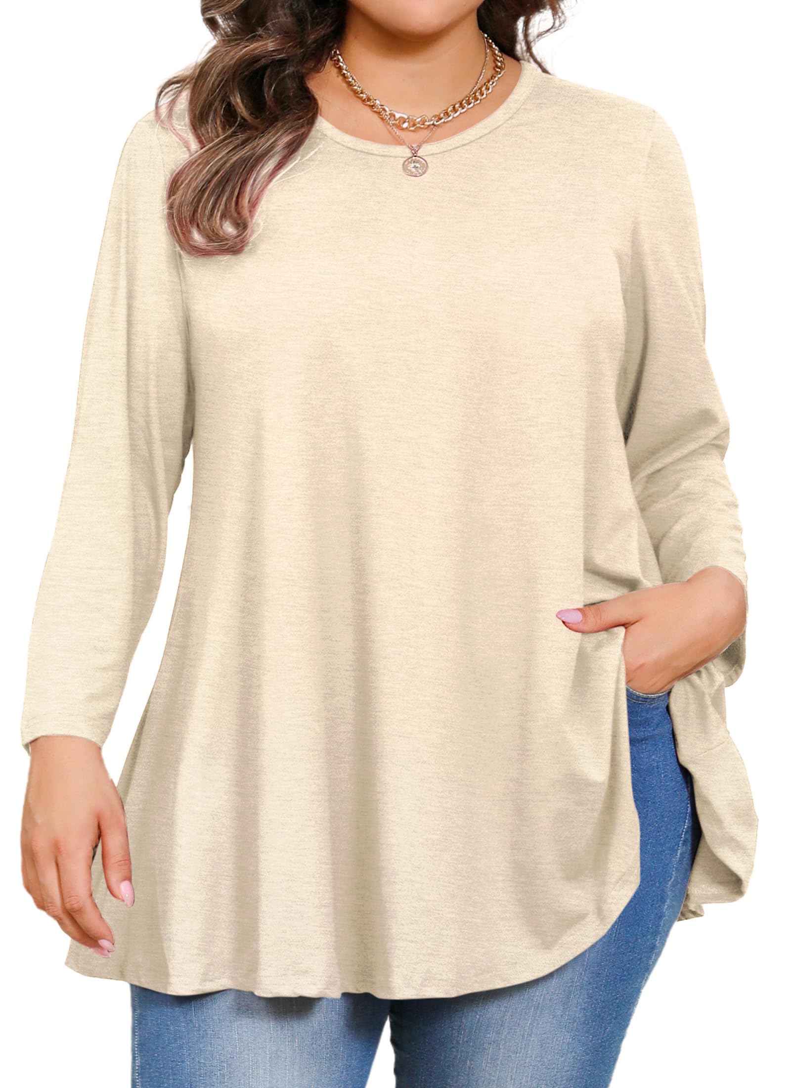 Splensive Womens Tunic Tops 3/4 Sleeve Plus Size