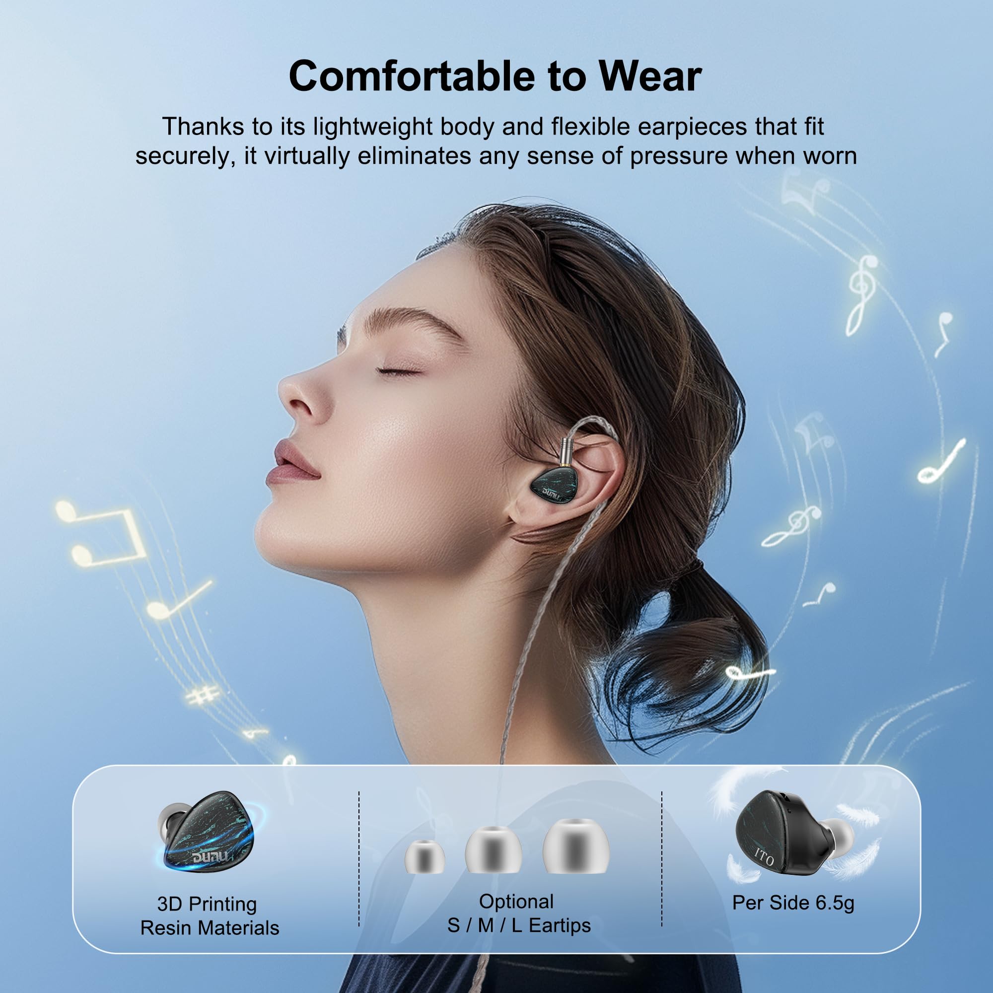 HiFiGo IEMs Earbuds Dunu x Kaji Kaji ITO Hybrid 2DD+2BA In-Ear-Kopfhörer mit 4,4 mm/3,5 mm Stecker, Leo IEM-Kabel, S&S Tipps für Rock Hip-Hop EDM (Schwarz)
