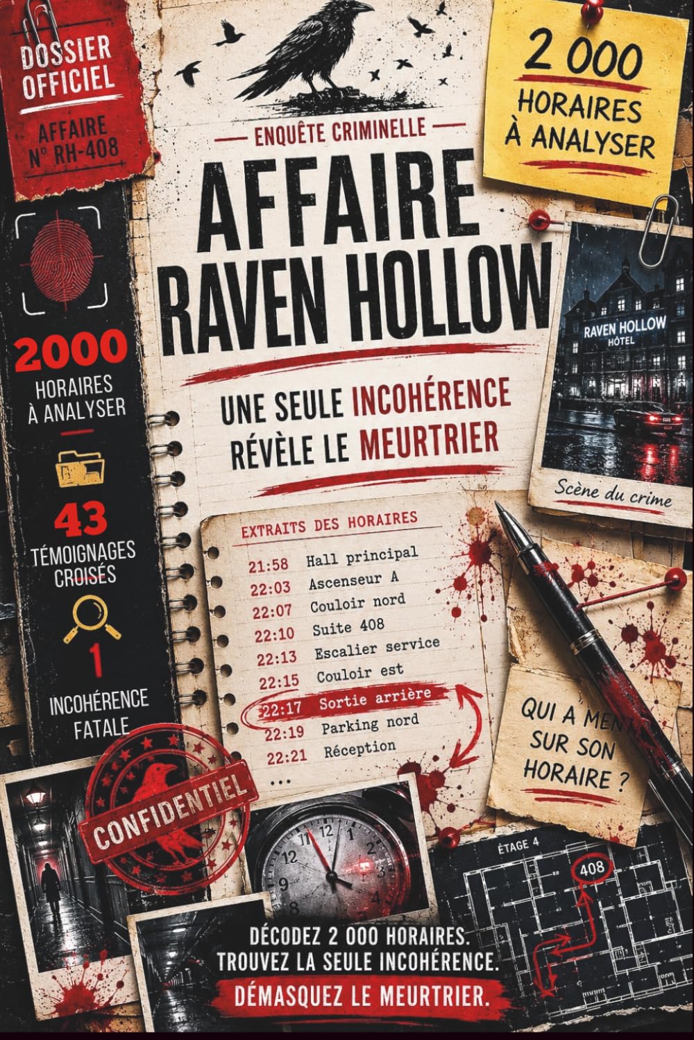 AFFAIRE RAVEN HOLLOW - 2 000 horaires à analyser — une seule incohérence révèle le meurtrier: Livre interactif d’enquête criminelle pour adultes et ... psychologique, énigmes et escape game