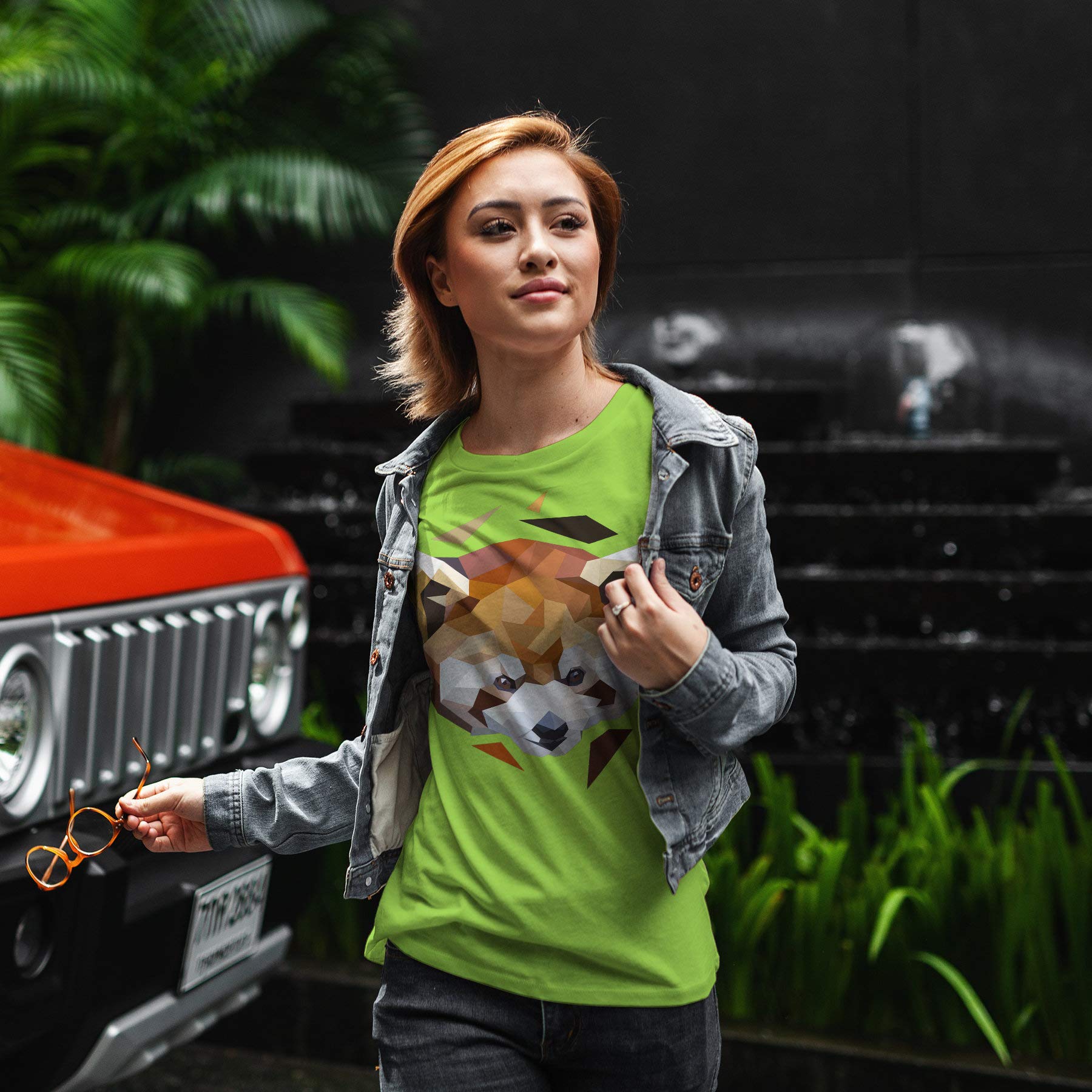 Playera con diseño de Panda roja - Divertida Camiseta para Amante de los Animales - Regalo de Caricatura Kawaii para Mujer - Camiseta con impresión de bebé Gris Gris L