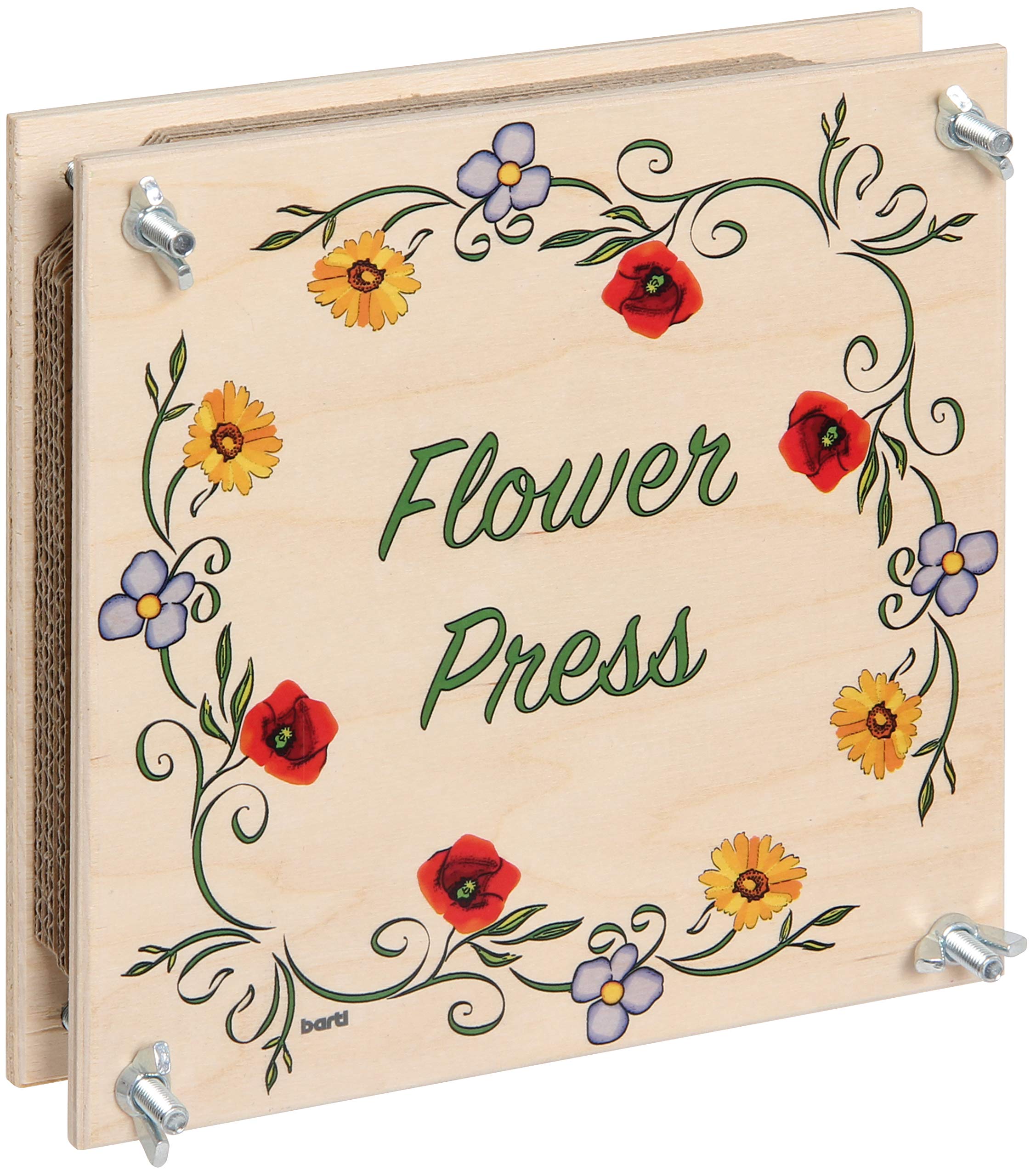 Vintage houten bloemenpers groot - | vintage en retro winkel
