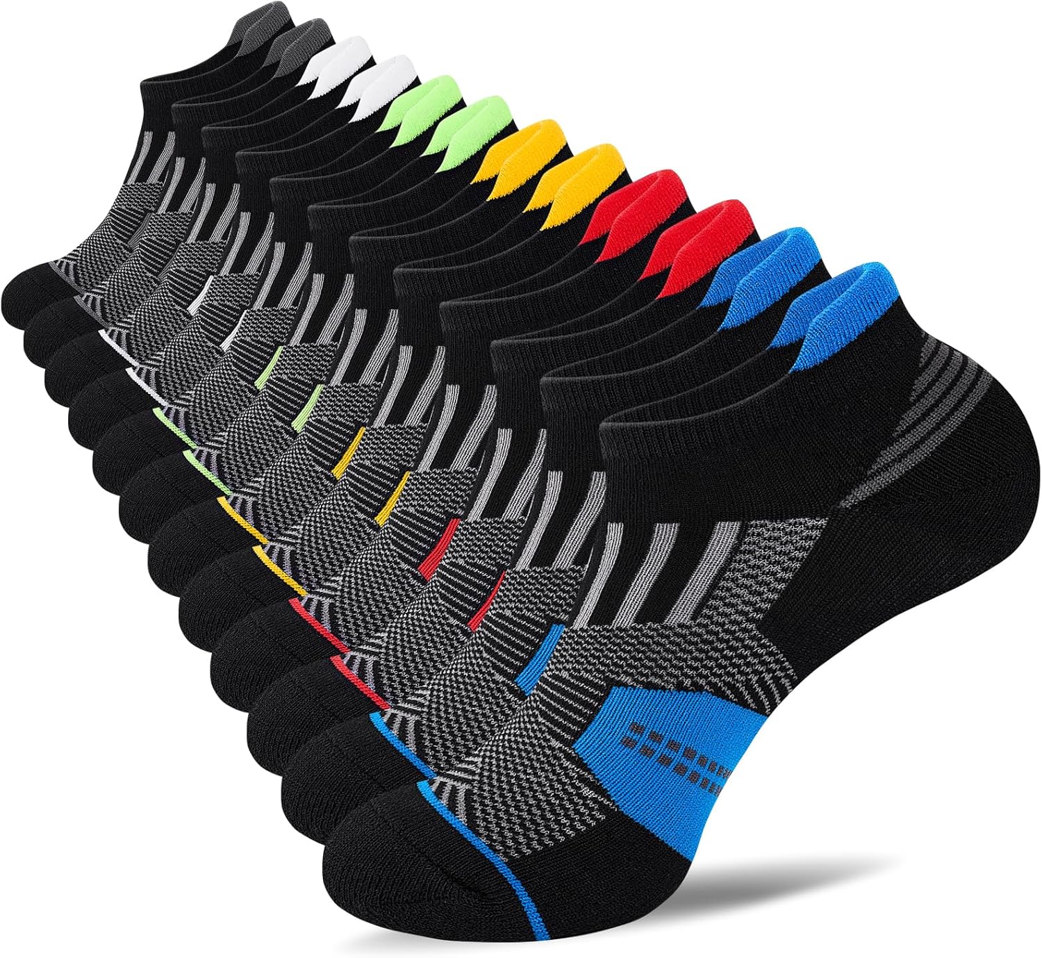 Mens Low Cut Ankle Socks, Moisture Wicking Cotton Casual Short Socks, Breathable ＆ Comfy, 6 Pairs