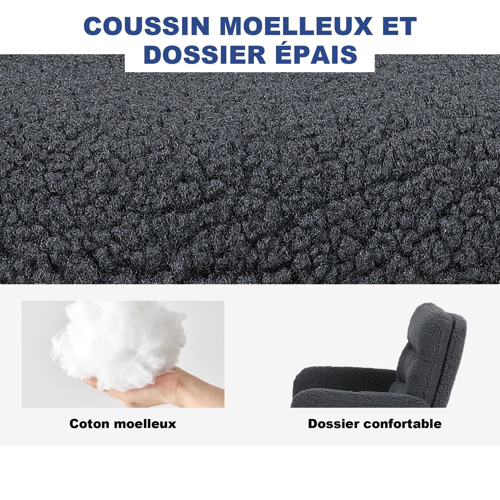 Youhauchair Chaise de Bureau, Imitation Cachemire, Chaise de Maquillage Confortable avec Hauteur réglable, Chaise Ergonomique de Bureau pour la Maison et la Chambre, Gris foncé