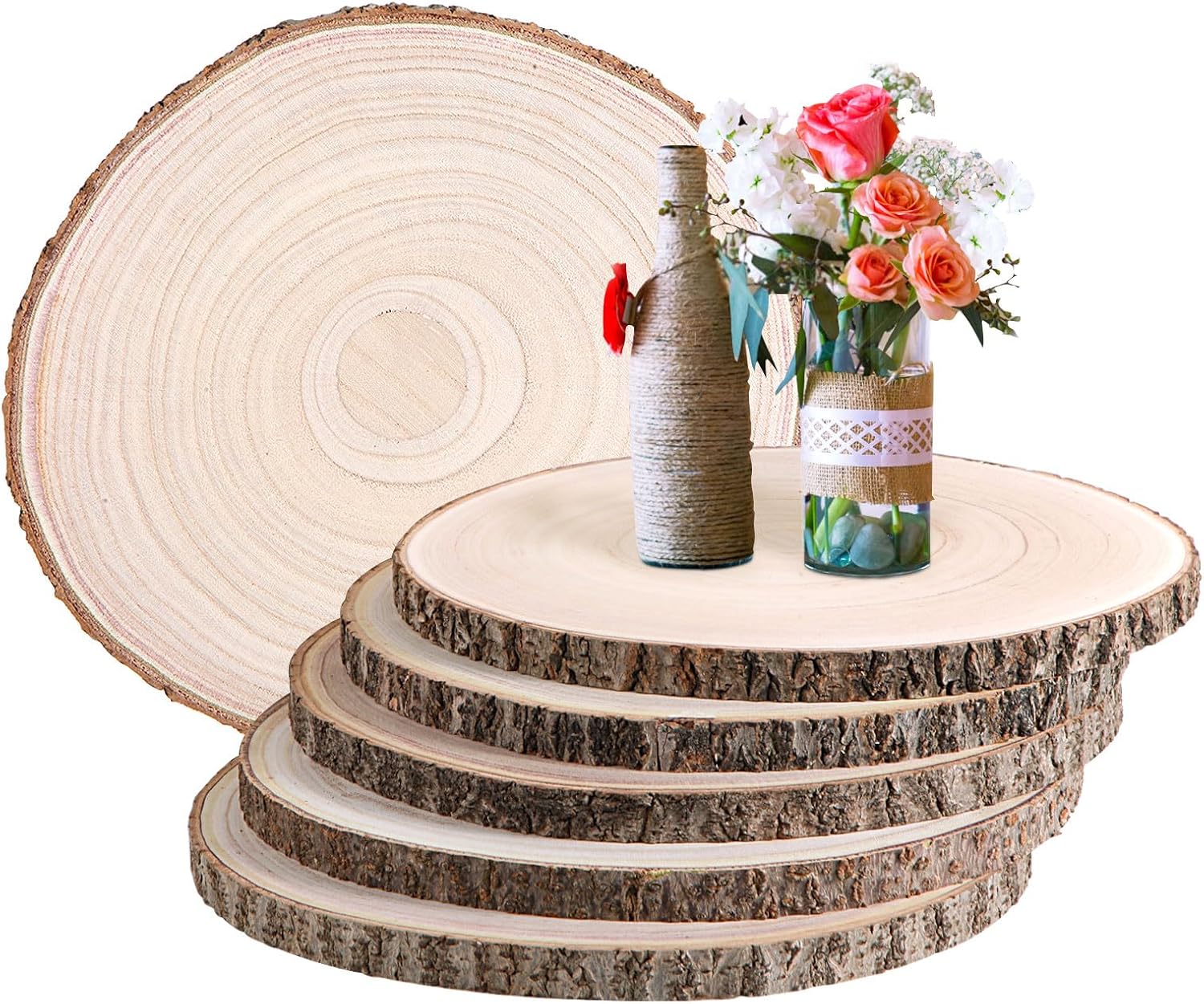 6 Pcs 1214 Inches Wood Slices for Centerpieces Large Wood
