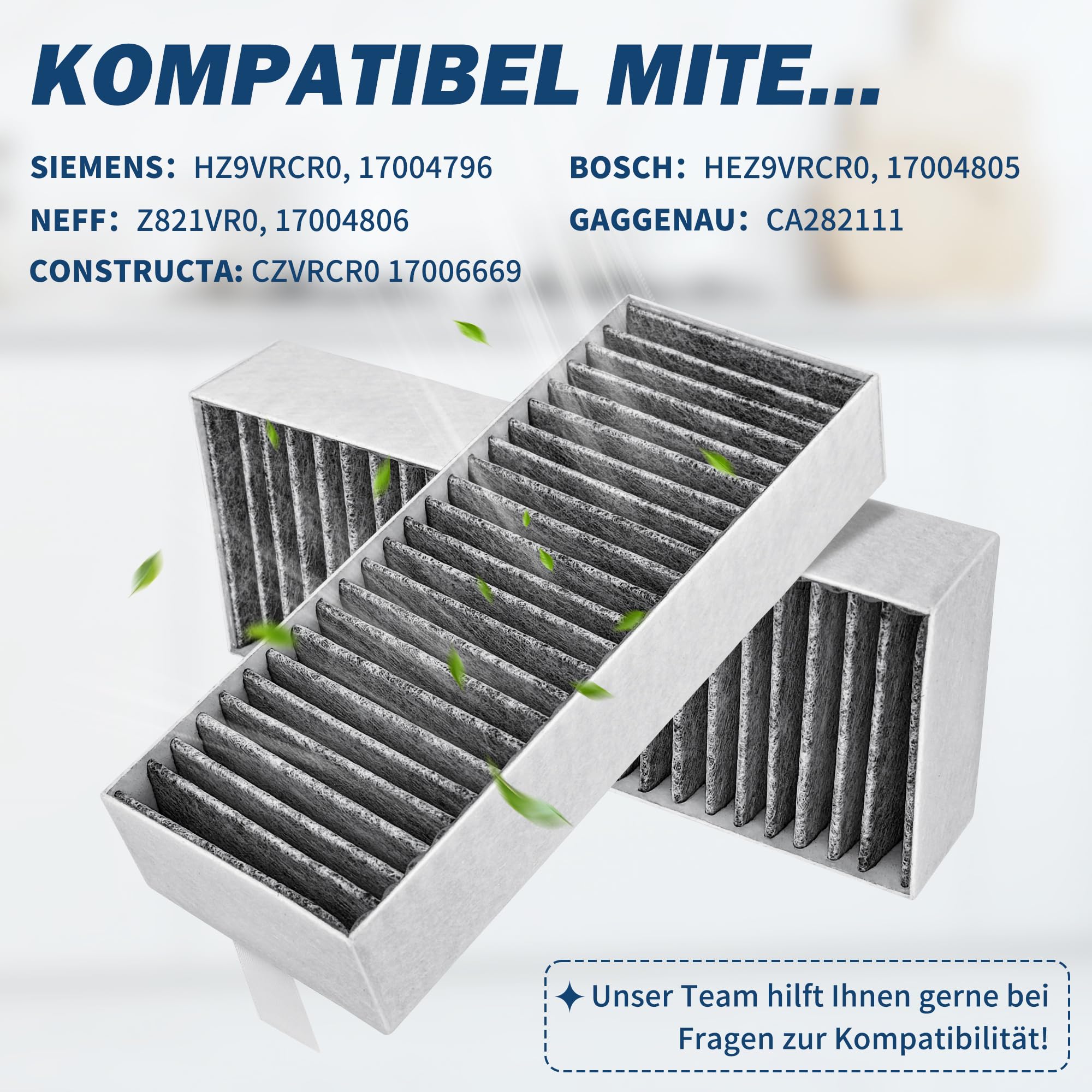 4 Stück Aktivkohlefilter für 9001421821 9001563858/ Siemens HZ9VRCR0 17004796/ Bosch HEZ9VRCR0, HEZ9VRUD0 17004811/ Neff Z821VR0 17004806 /Gaggenau CA282111/ Constructa CZ9VRCR0 - 3