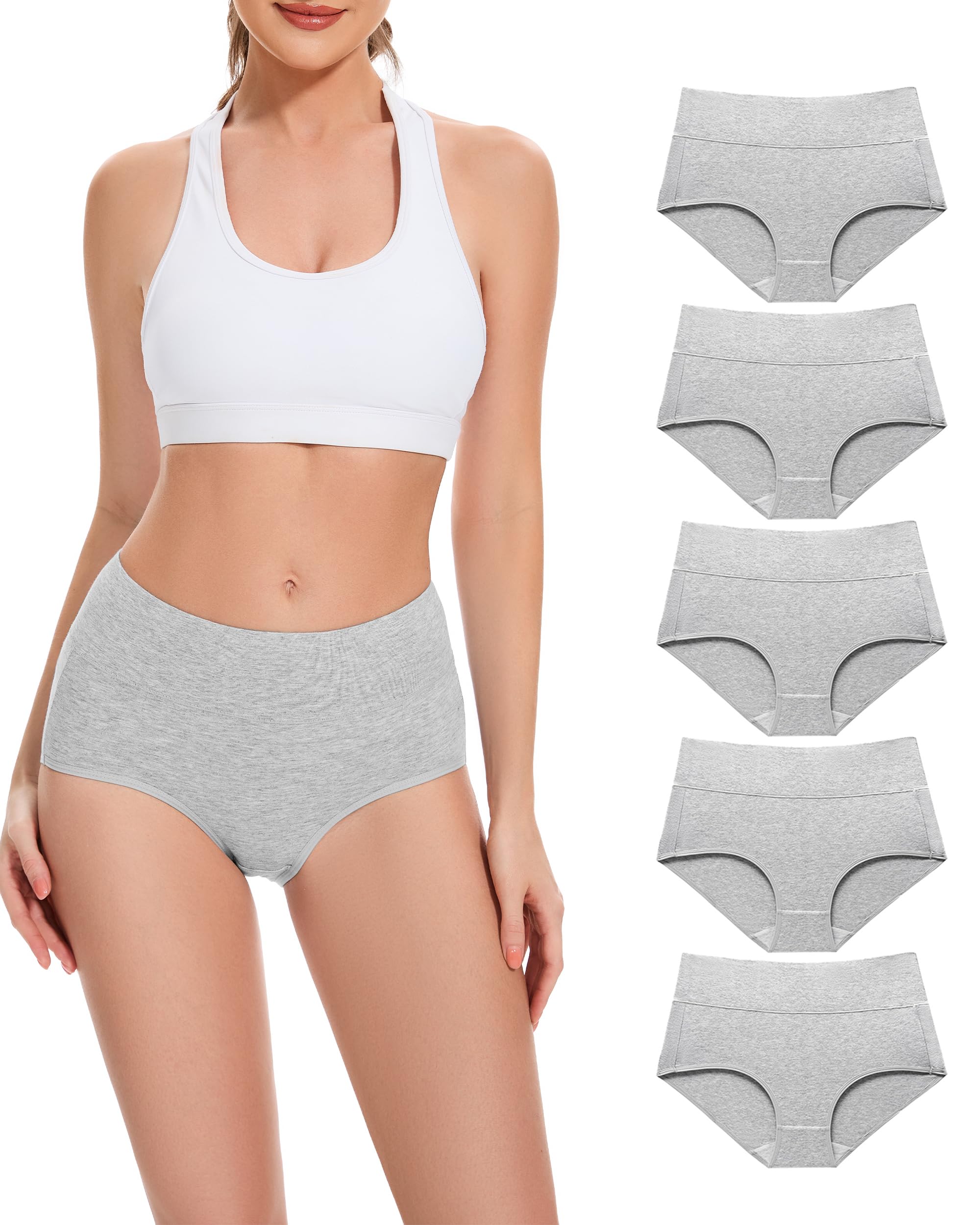 Womens Underwear Cotton Cheeky Bikini Mid Rise Stretch Ladies Panties Soft Breathable Underwear Women Pack 5 Multi