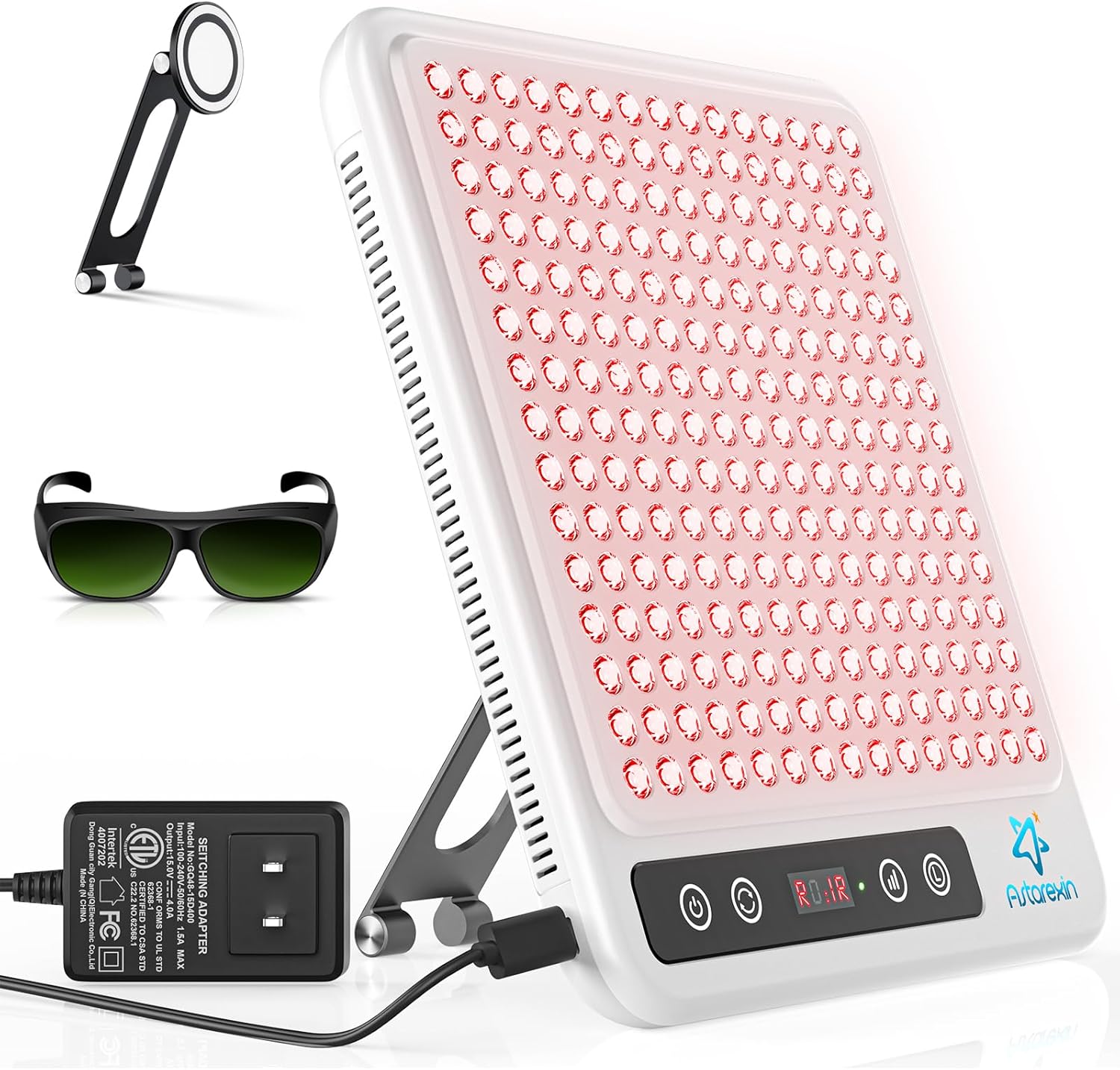 Red Light Therapy for Face, 225 Dual Chip Portable Red Light Therapy Panel Device with 660nm Red Light & 850nm Near Infrared Light Lamp with Stand Timer for Body Face Skin Care (White)