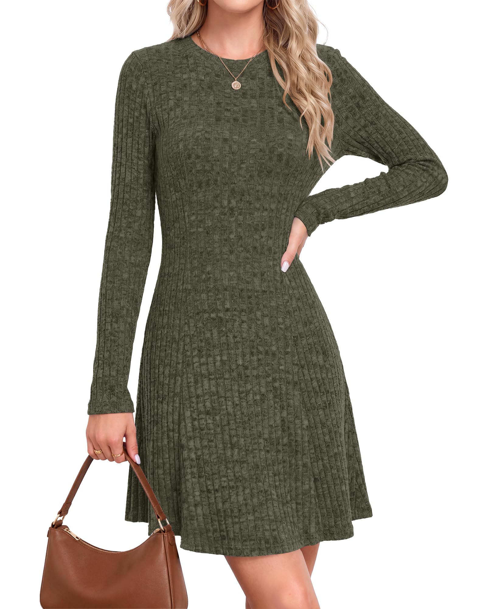 AUSELILY Damen Langarm Pulloverkleid
