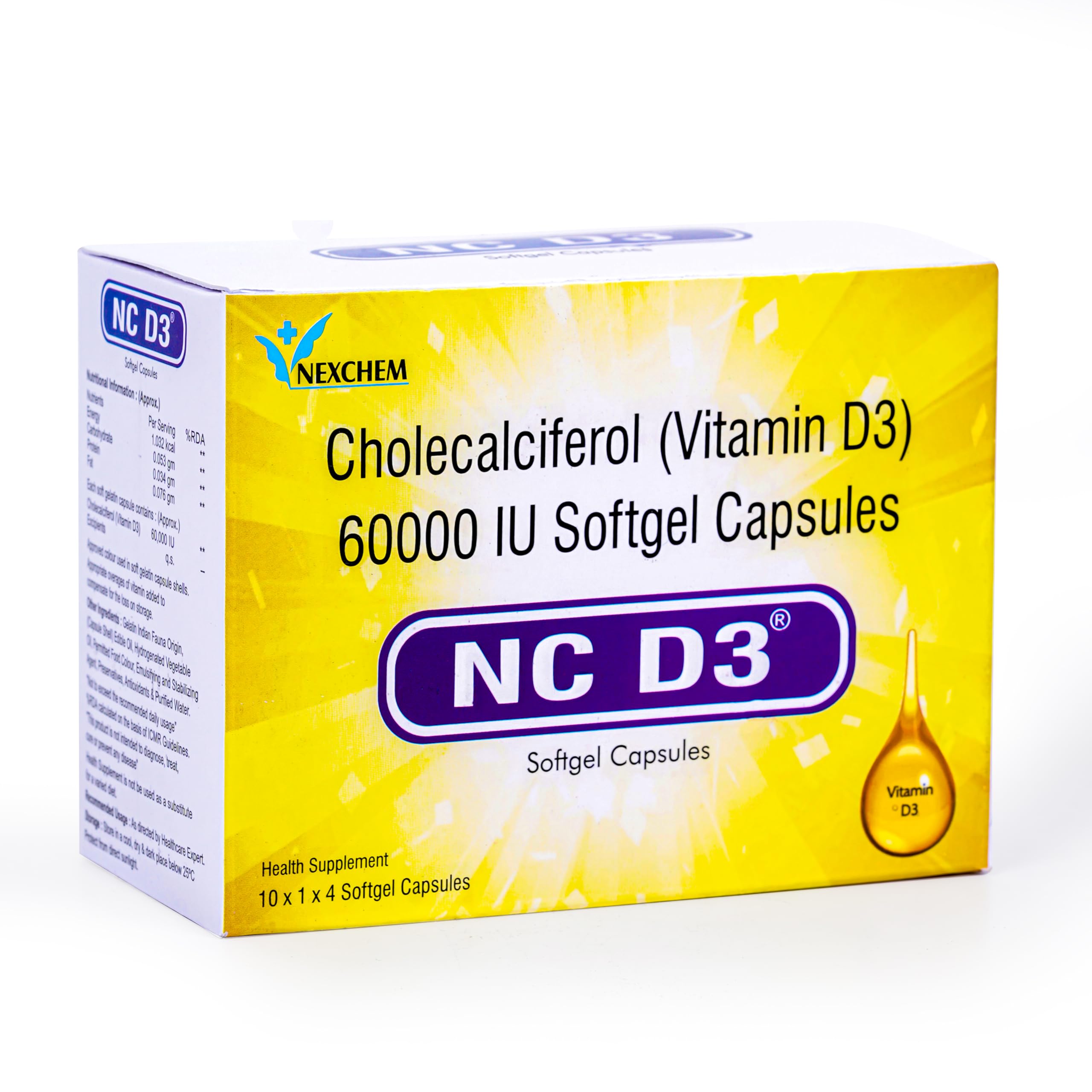 NCD3 Cholecalciferol (Vitamin D3) 60000 IU Softgel Capsules | Pack of 40 Softgel Capsules (B0D4B2RJ6J) Amazon Price History, Amazon Price Tracker
