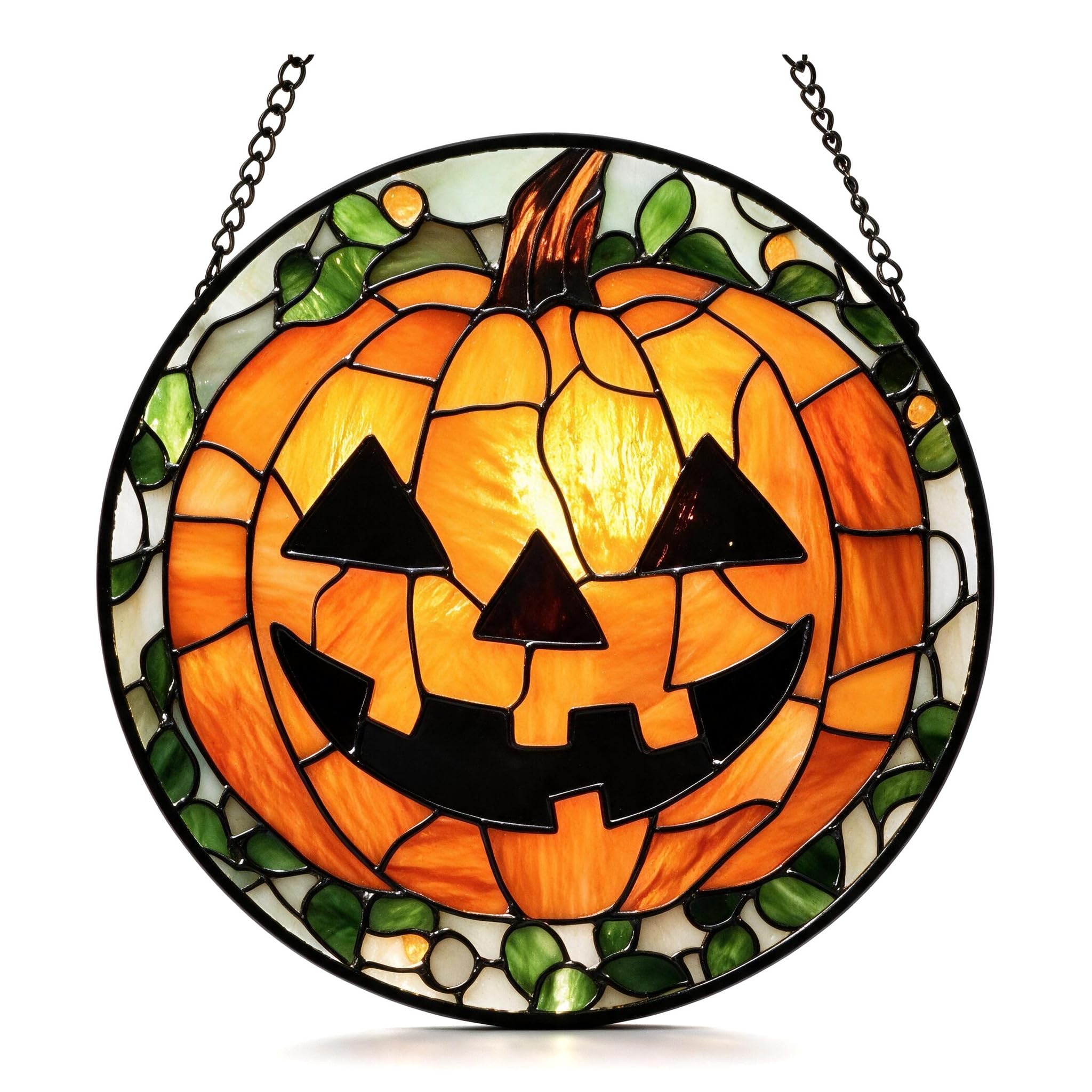 Stained Glass Halloween Horror Pumpkin Sun Catchers Window Hanging Decor