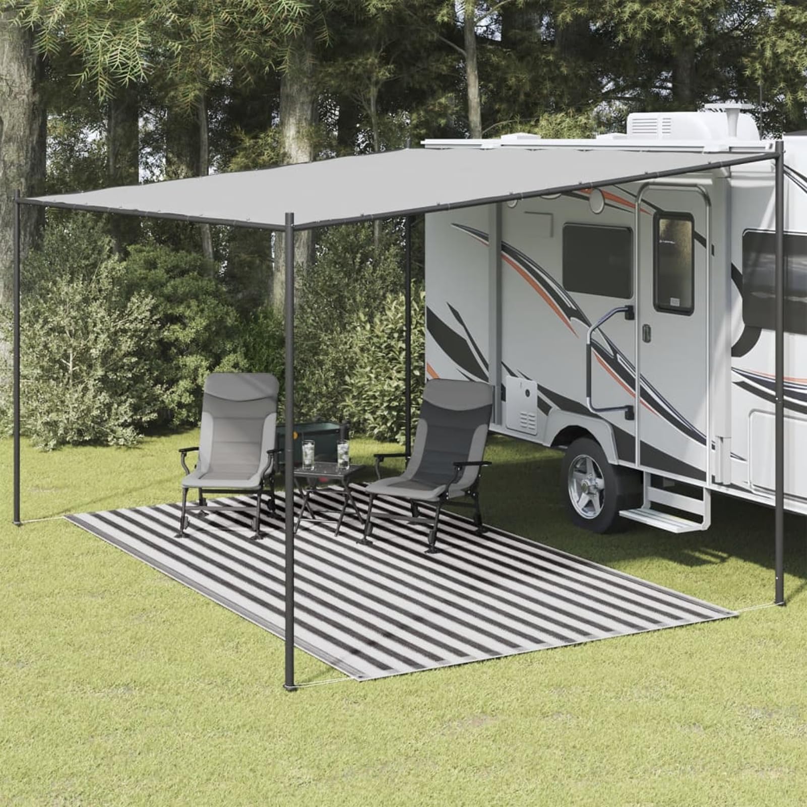 Zeltteppich Teppich Camping Zeltteppich Camping Vorzeltteppich 250x400 cm Anthrazit und Weiß