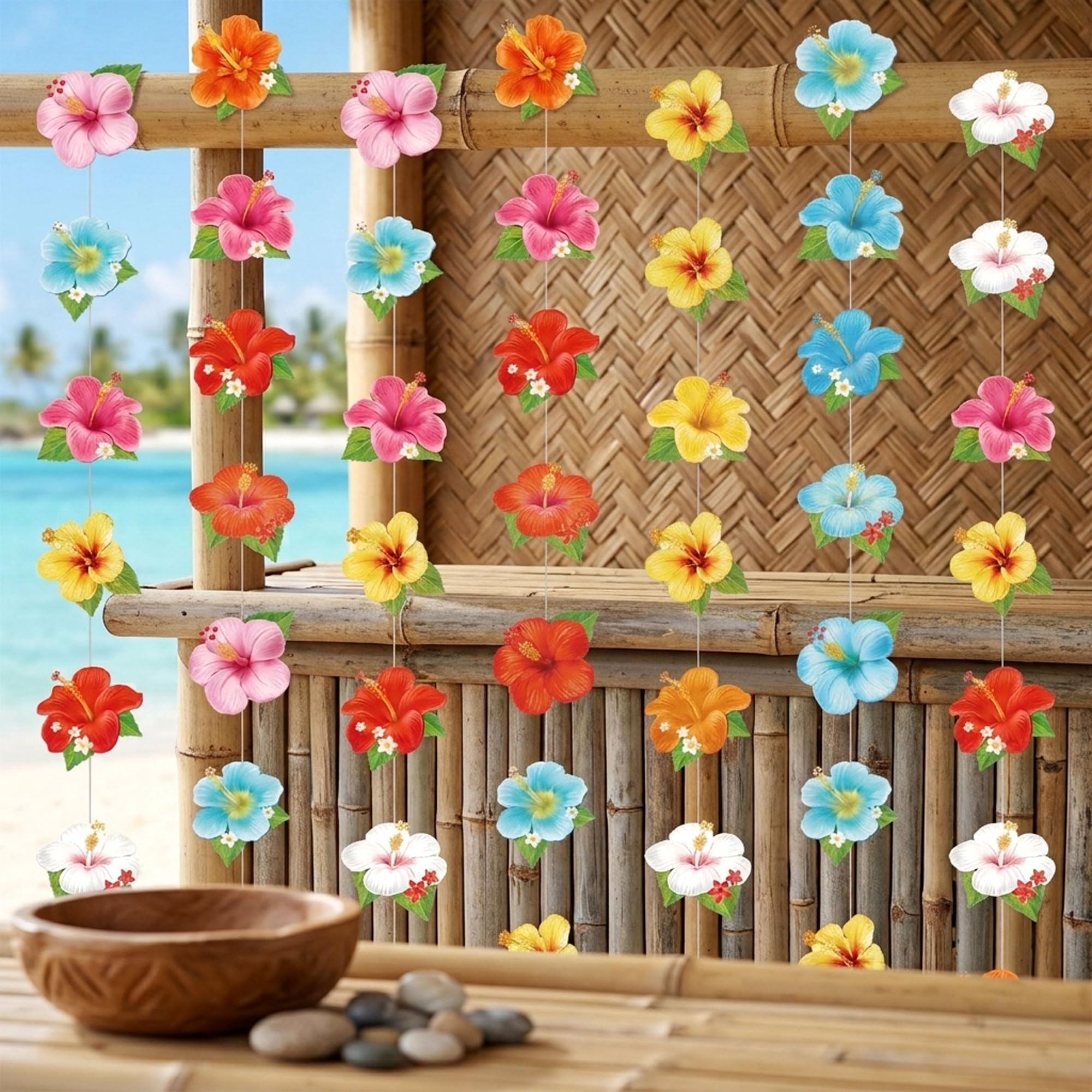 Hawaiian Luau Party Decorations Hibiscus Flower Hanging Garlands