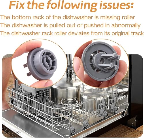 Miniatura 7 de DD66-00023A Rodillos inferiores para lavavajillas (paquete de 8) Reemplazo para lavavajillas Kenmore Samsung Parte # 2002711, PS4222532, AP4342187,