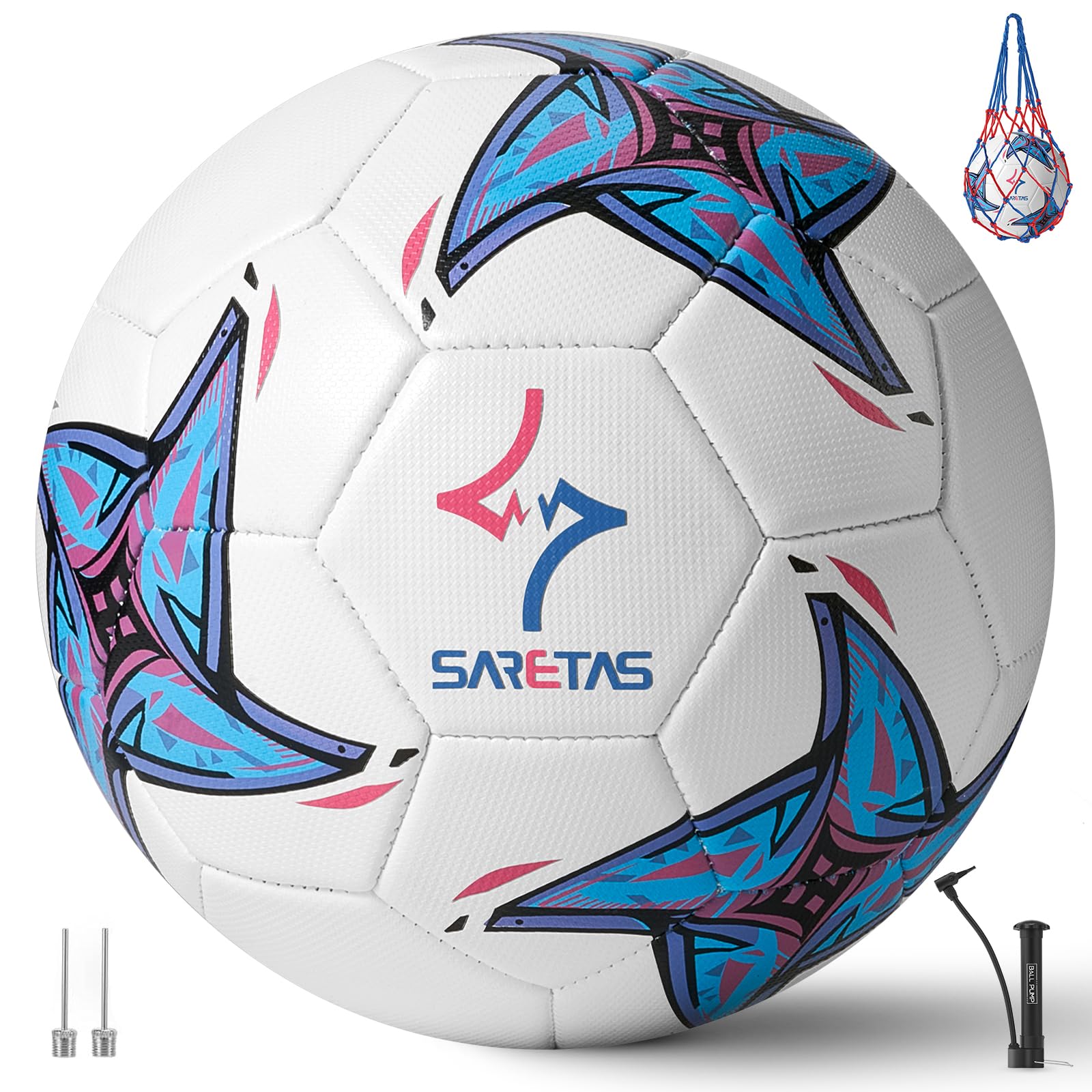 Soccer Ball Size 5 PU Leather Soccer Balls, Adults Youths Teens Unisex Juniors Training Soccer 32 Panels Machine Stitched, Ideal Gift Indoor Outdoor
