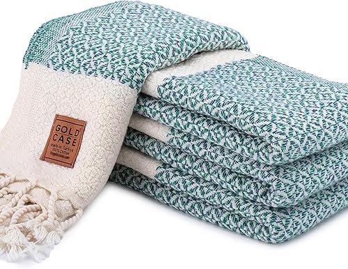 GOLD CASE HOME COLLECTION Aphrodite - Juego de 4 toallas de mano turcas para baño, 100% algodón, toallas decorativas de lujo, toalla de mano de