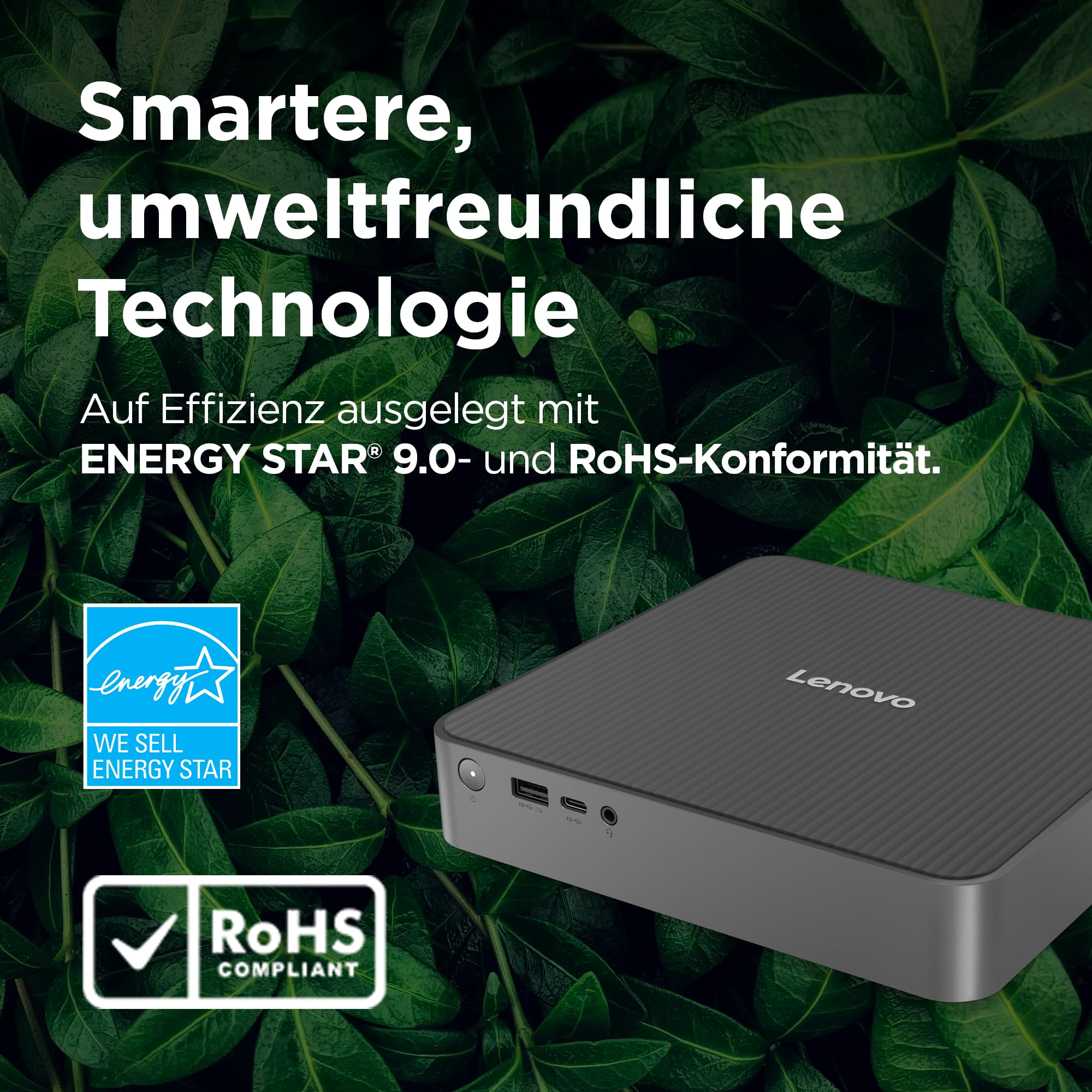 Lenovo IdeaCentre Mini x Desktop-PC | Copilot+ PC | Snapdragon X X1-26-100 | 32GB RAM | 1TB SSD | Qualcomm Adreno Grafik | Windows 11 | Luna Grau | 1L | 3 Monate Premium Care