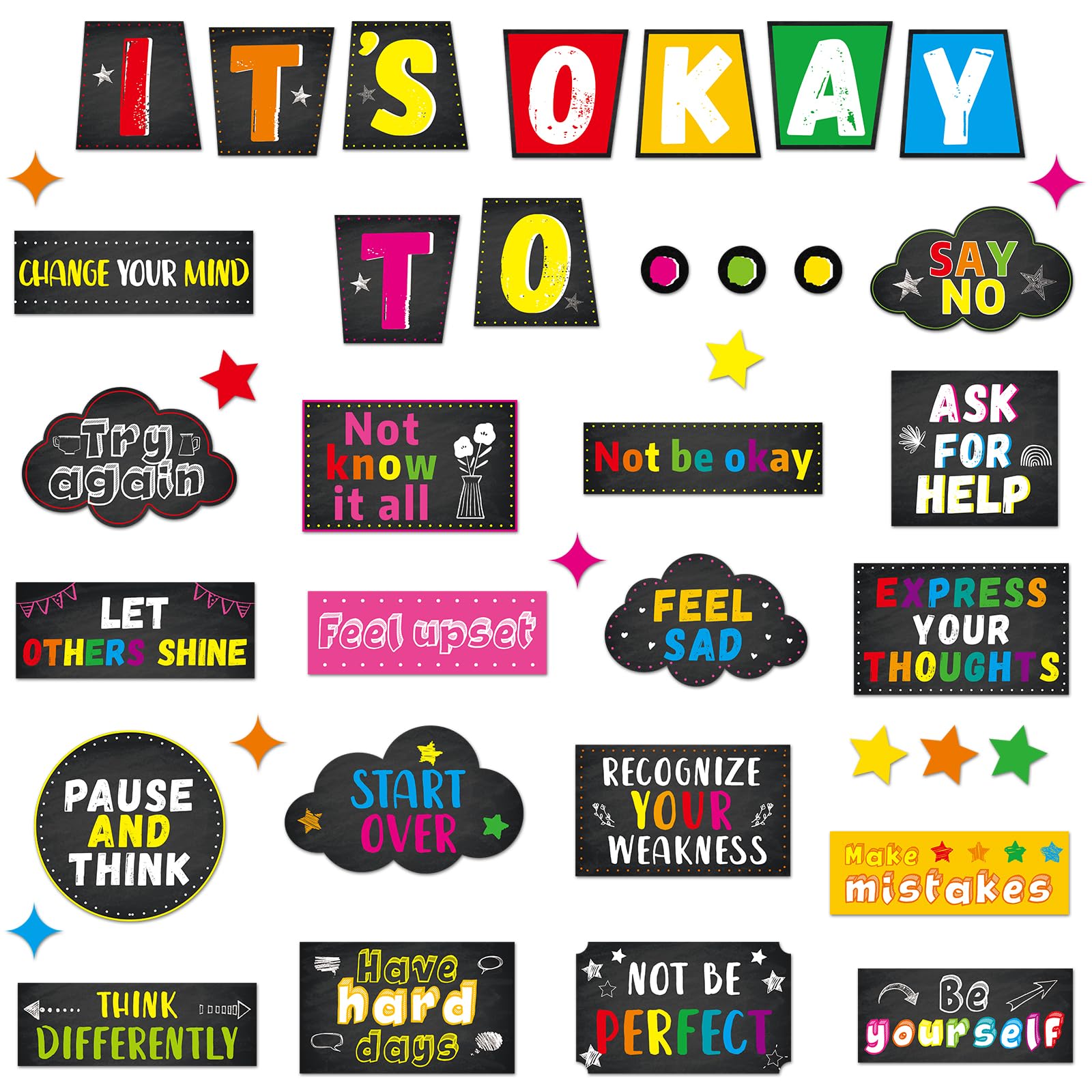 Mental Health Posters It's Okay to Colorful Bulletin Board Set Therapy Office Decor Inspirational Positive Affirmations Accents Psychology Wall Art