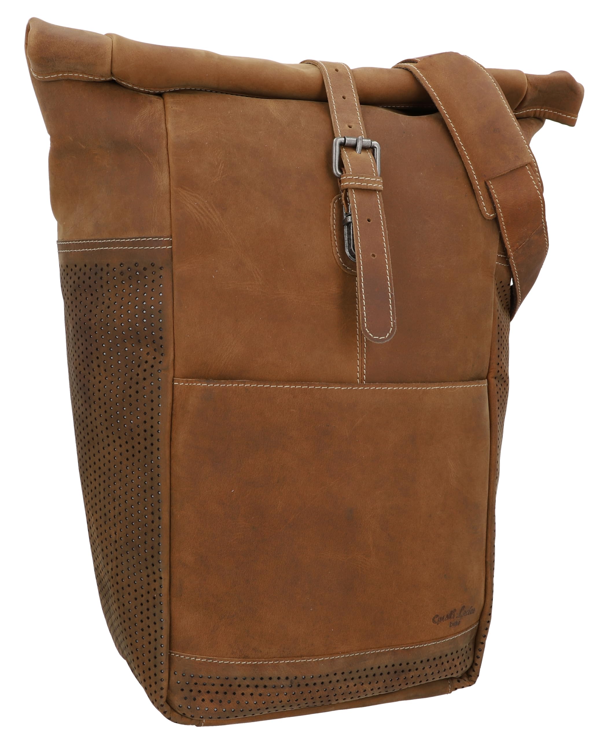 Gusti pelle Borsa portapacchi - Miquel I. Borsa laterale con tracolla per bici grande in pelle marrone